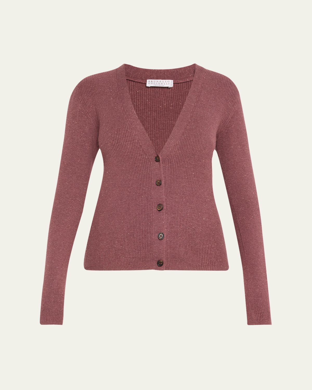 Brunello Cucinelli Stretch Lurex Ribbed Cashmere Cardigan