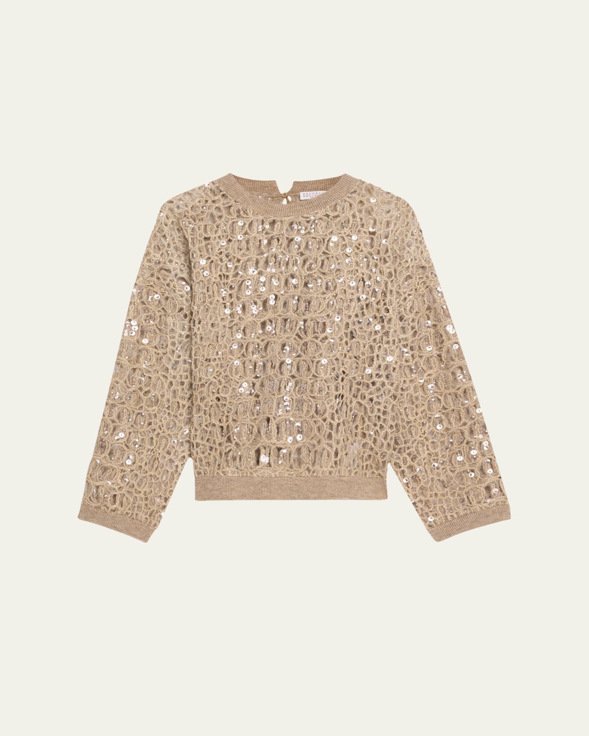Brunello Cucinelli Sequined Crocco-Effect Embroidered Mohair Wool Sweater