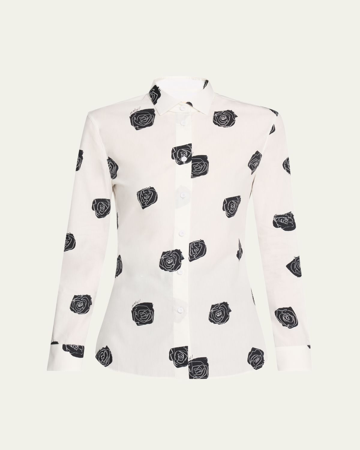 Marni Small Rose Print Soft Popeline Classic Shirt