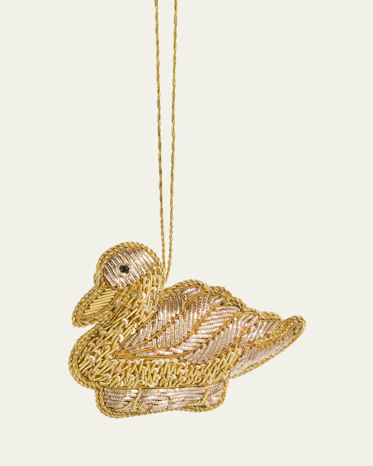 Sudha Pennathur Embroidered Swan Christmas Ornament