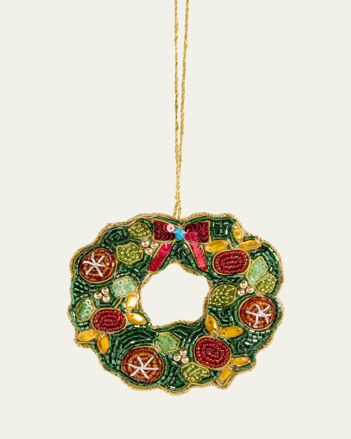 Sudha Pennathur Beaded Wreath Christmas Ornament