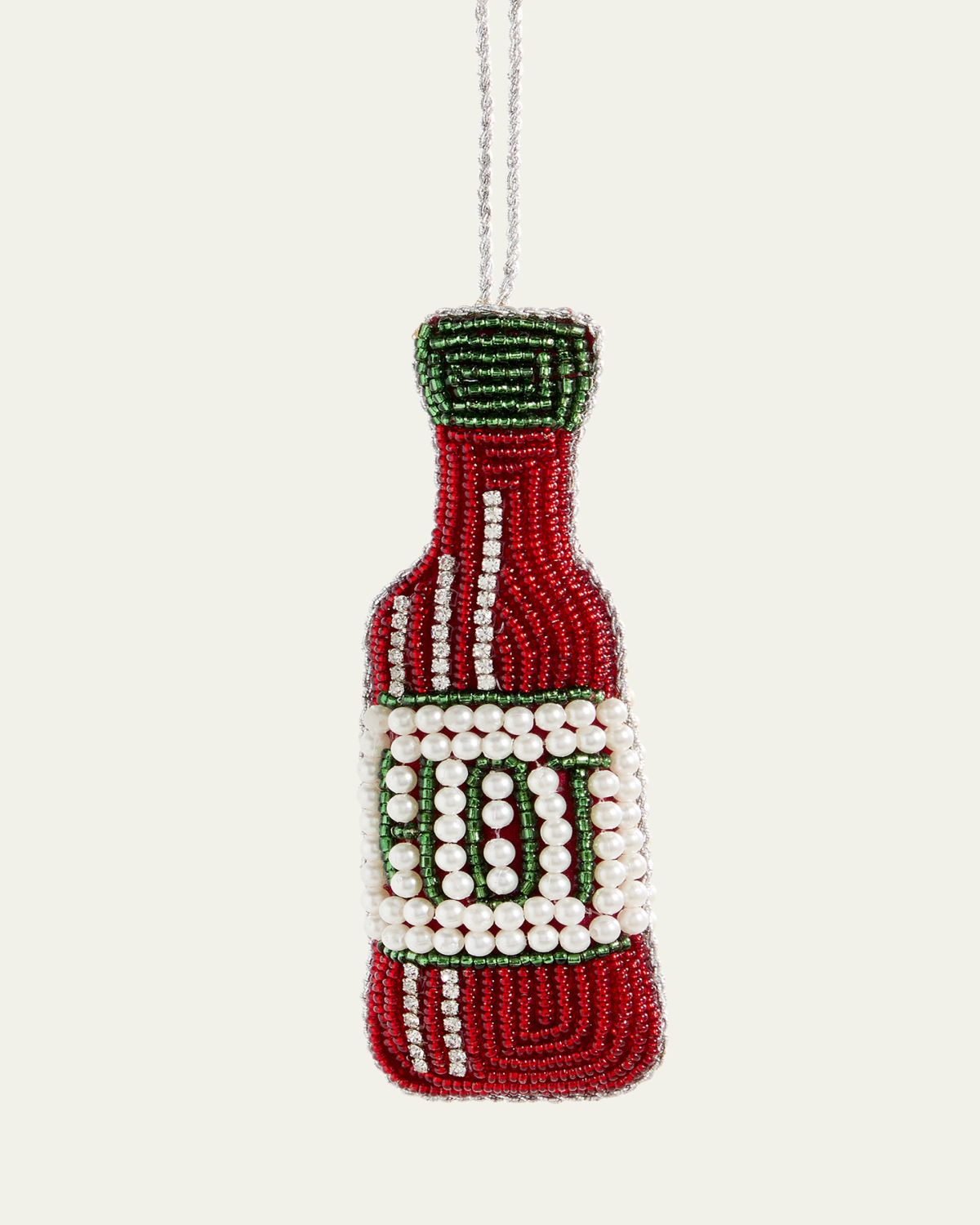 Sudha Pennathur Beaded Hot Sauce Christmas Ornament