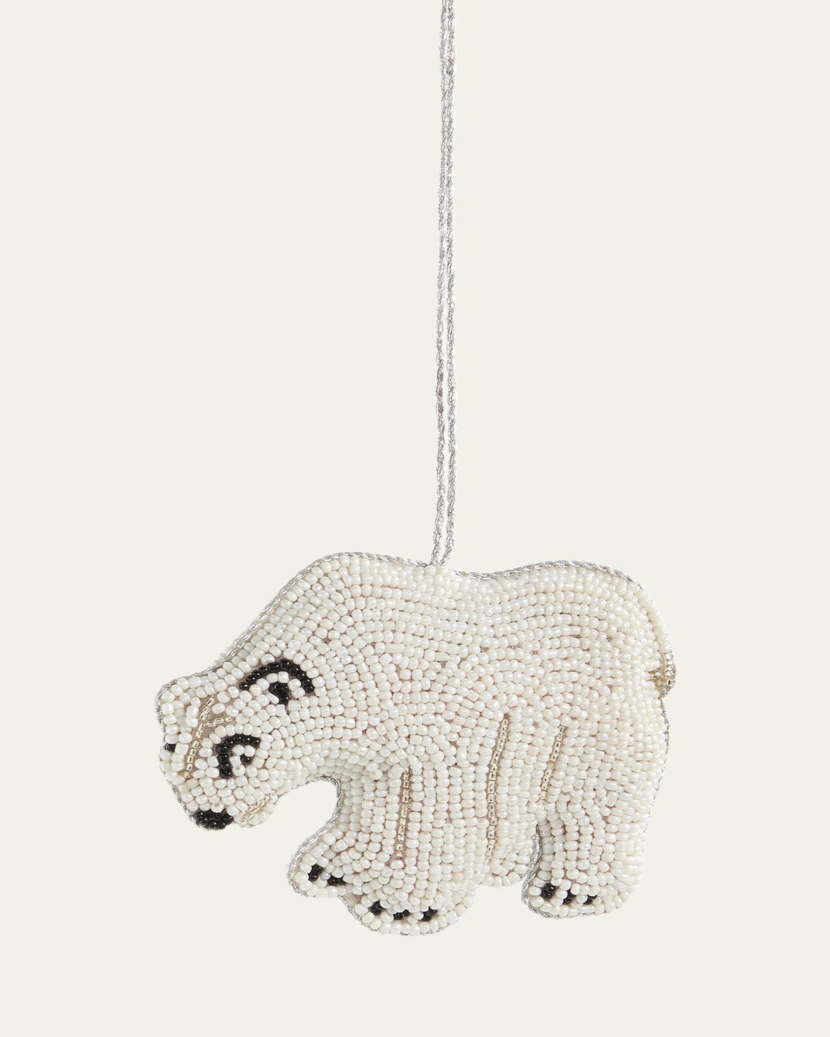 Sudha Pennathur Beaded Polar Bear Christmas Ornament