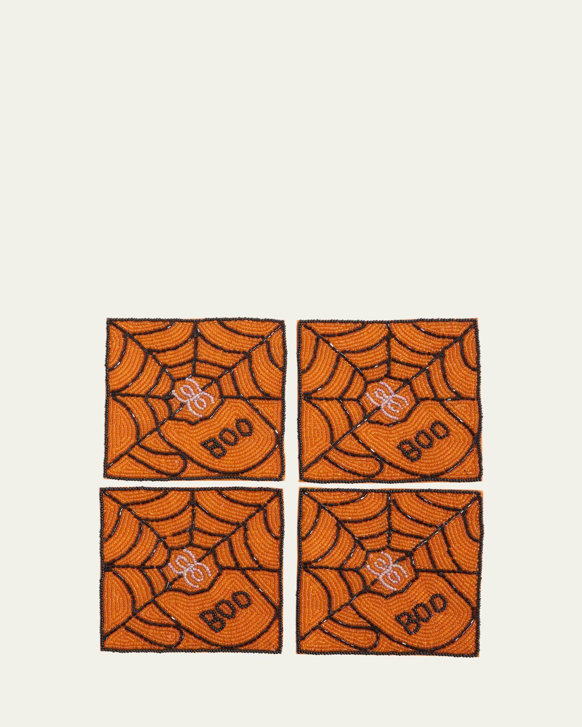 Sudha Pennathur Beaded Halloween Spiderweb Coasters, Set of 4