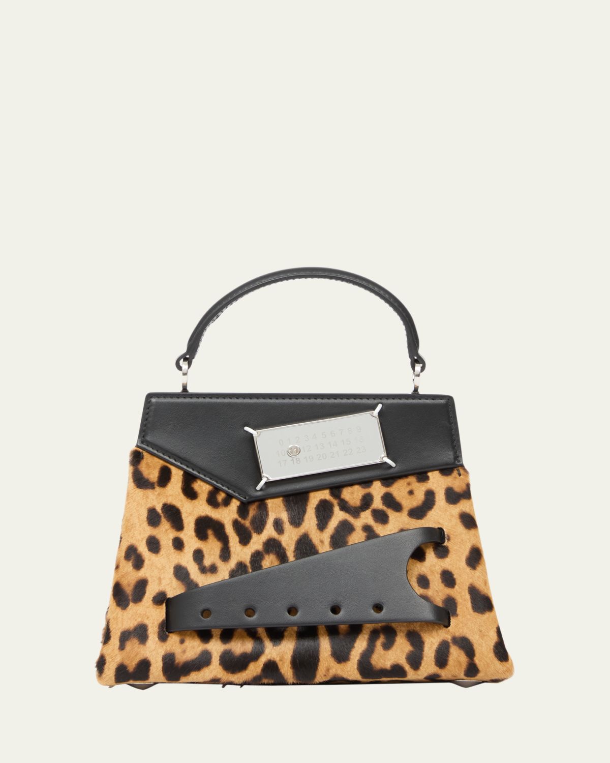 Maison Margiela Snatched Small Leopard Calf Hair Top-Handle Bag