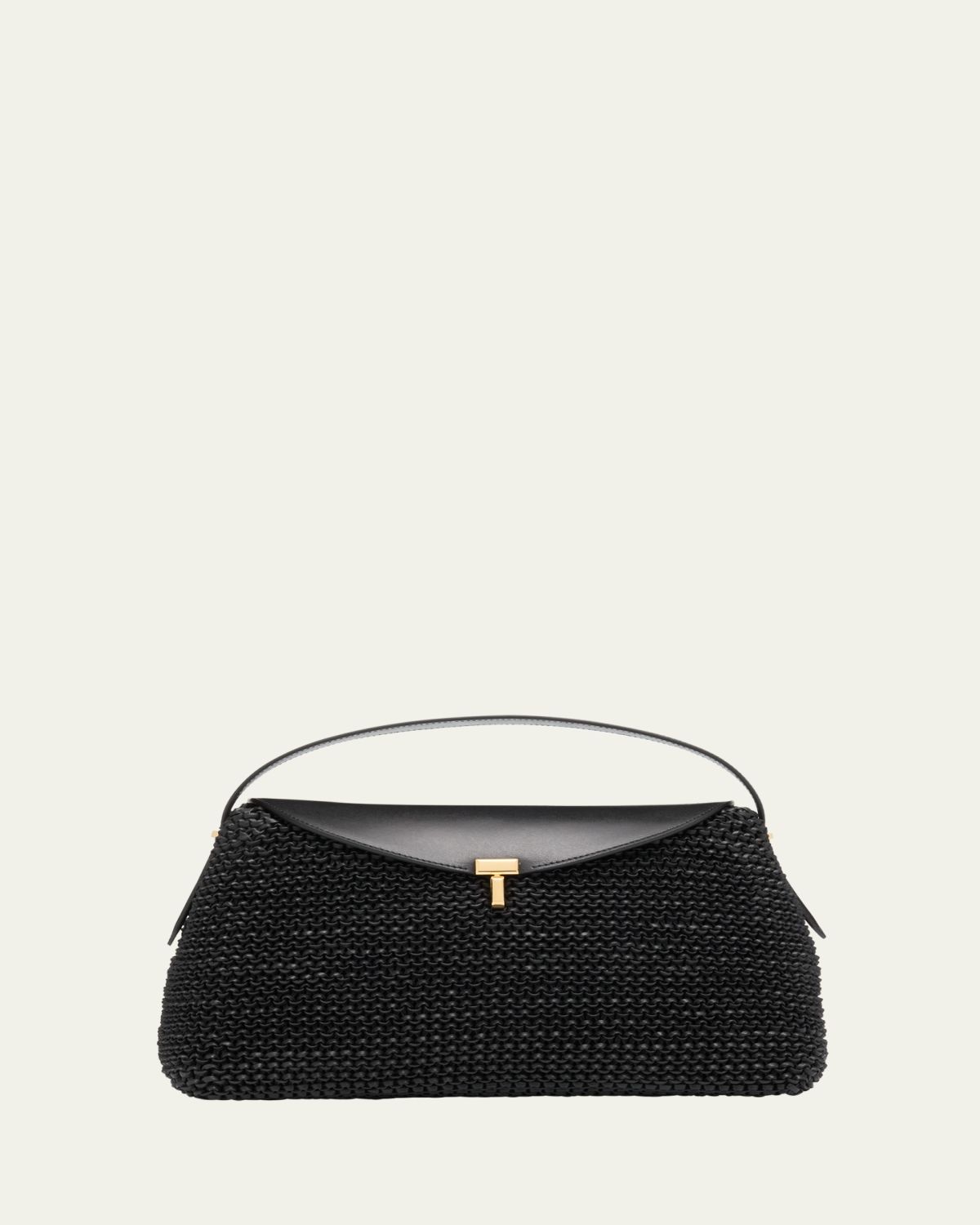 Toteme T Lock Woven Leather Top-Handle Bag
