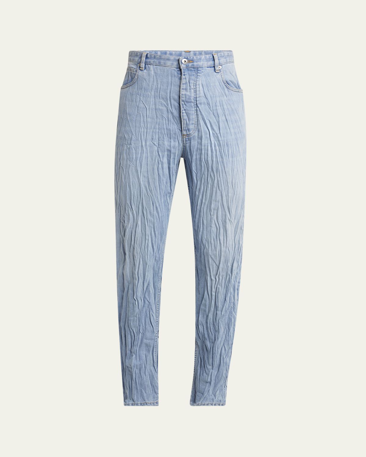 Bottega Veneta Men's Crinkled Straight-Leg Jeans