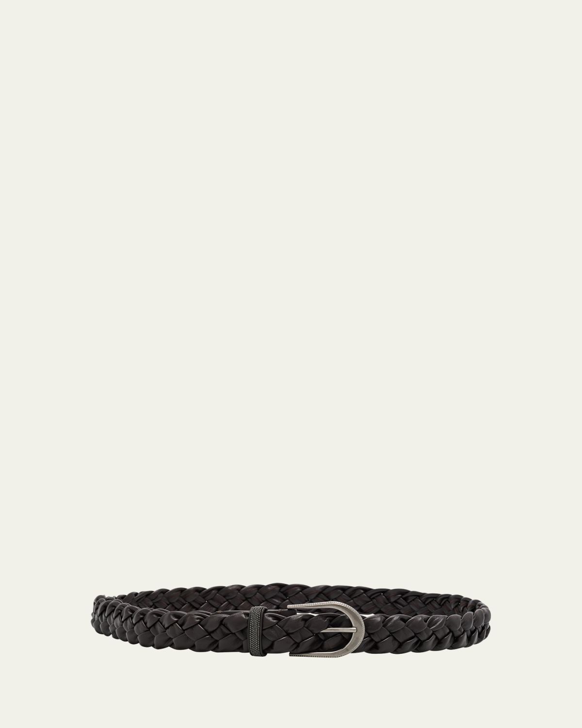 Brunello Cucinelli Braided Leather Skinny Belt