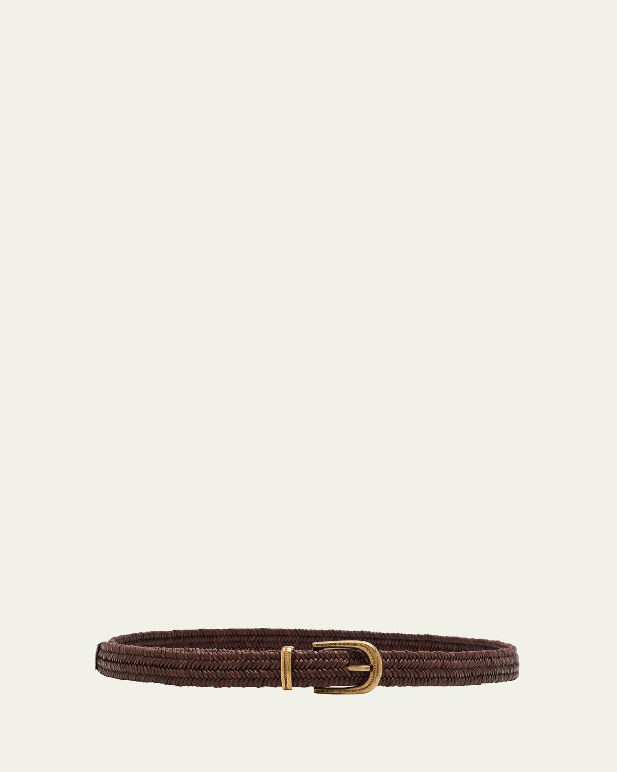 Brunello Cucinelli Braided Oval Buckle Raffia Belt
