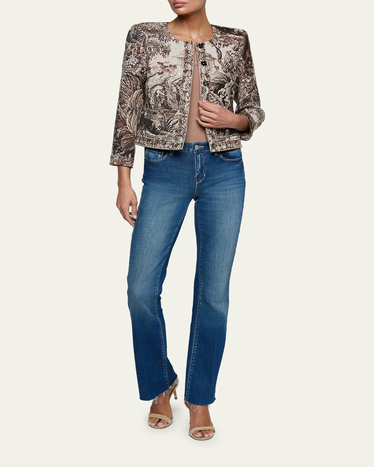L'Agence Lian Collarless Tapestry Jacquard Jacket | Thumbnail 2 L'Agence Lian Collarless Tapestry Jacquard Jacket | Thumbnail 2