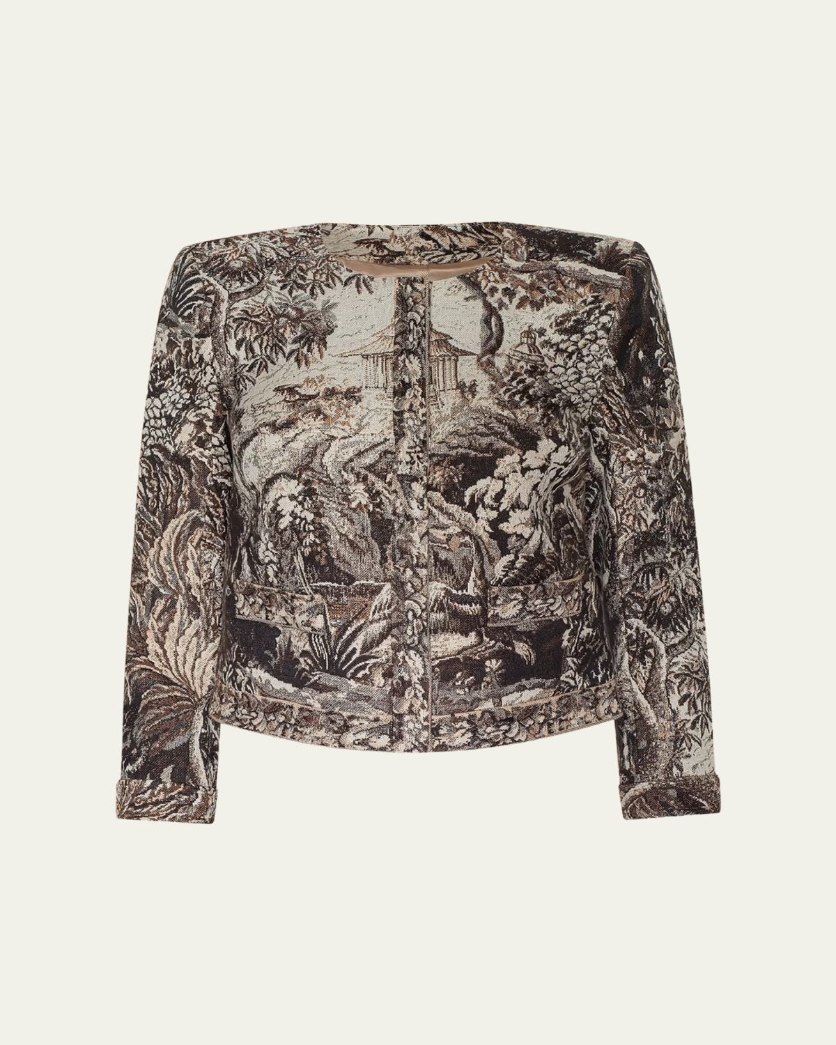 L'Agence Lian Collarless Tapestry Jacquard Jacket