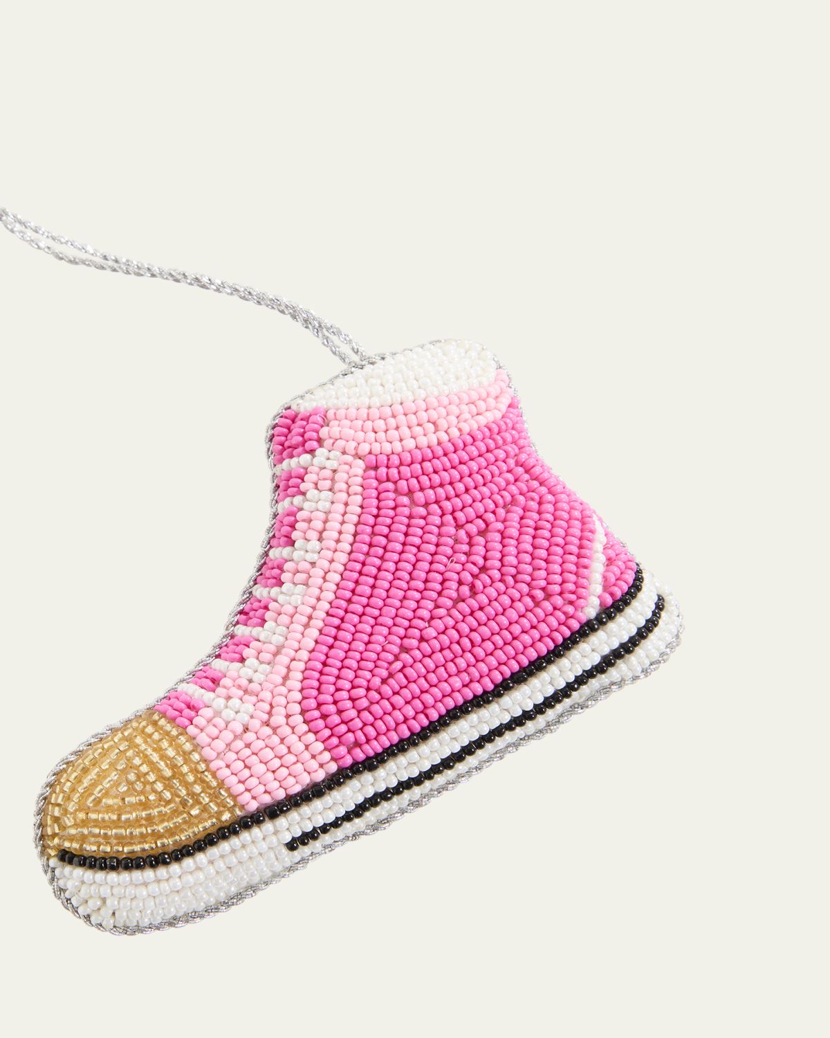 Sudha Pennathur Beaded Pink Tennis Shoe Christmas Ornament