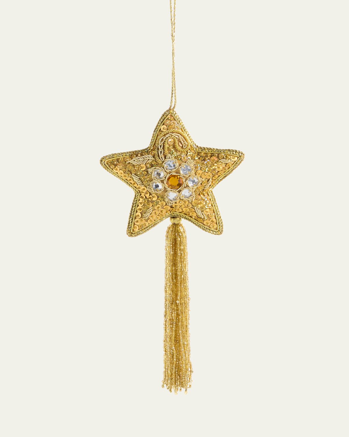 Sudha Pennathur Beaded Tassel Star Christmas Ornament