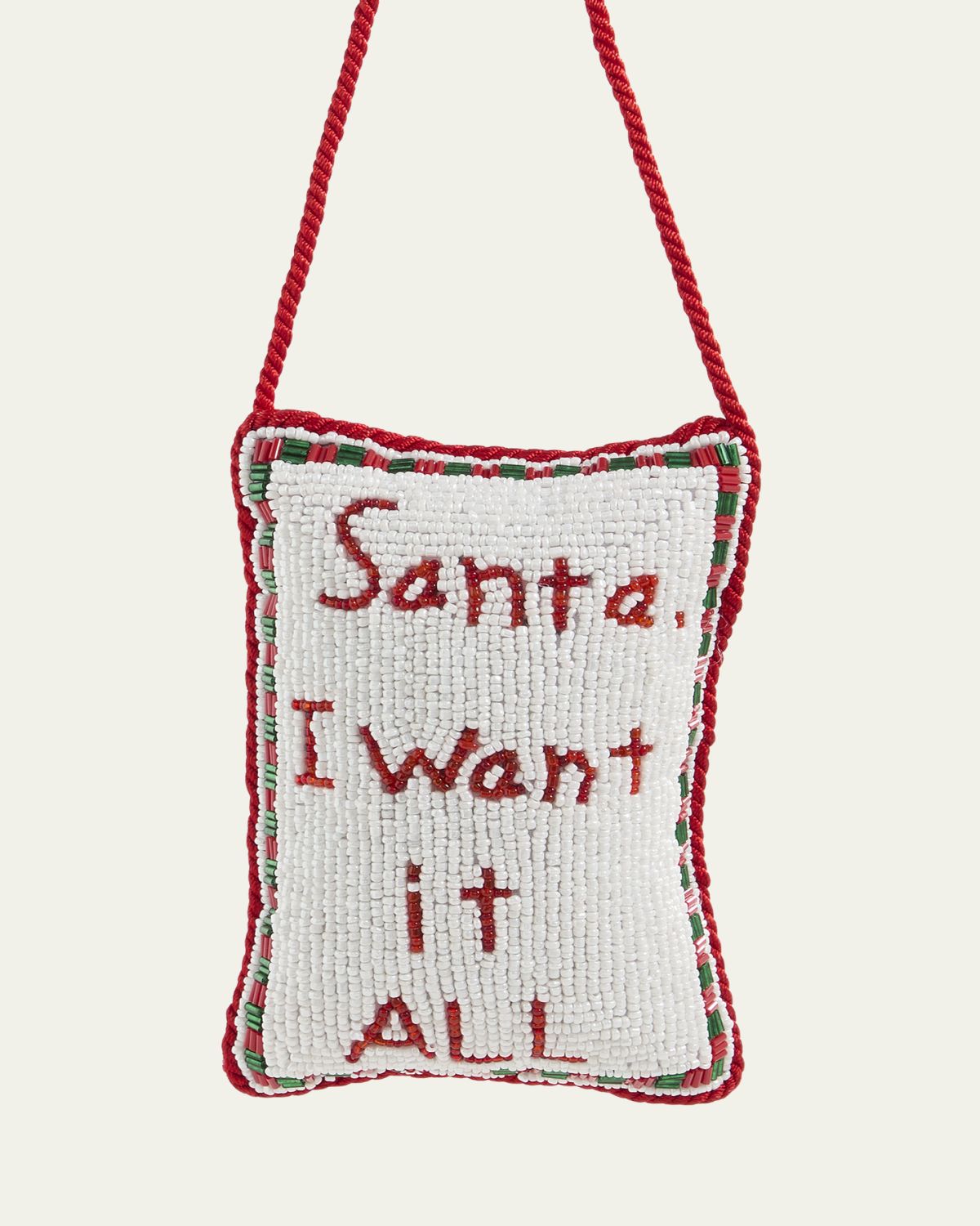 Sudha Pennathur Santa I Want It All Beaded Doorknocker