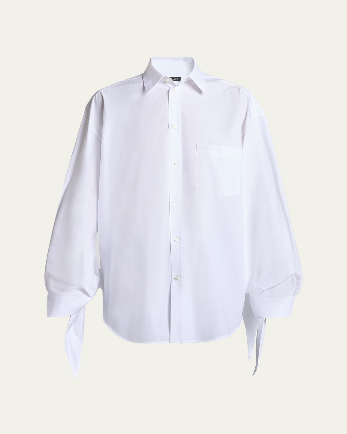 Balenciaga Knotted Cuff Poplin Blouse