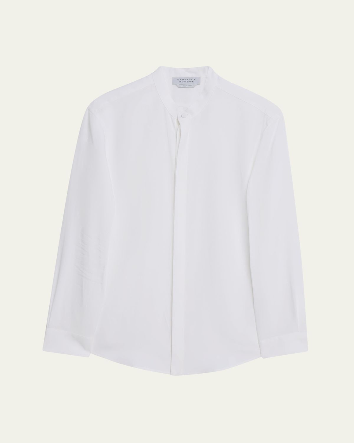 Gabriela Hearst Men's Ollie Linen Mandarin-Collar Shirt