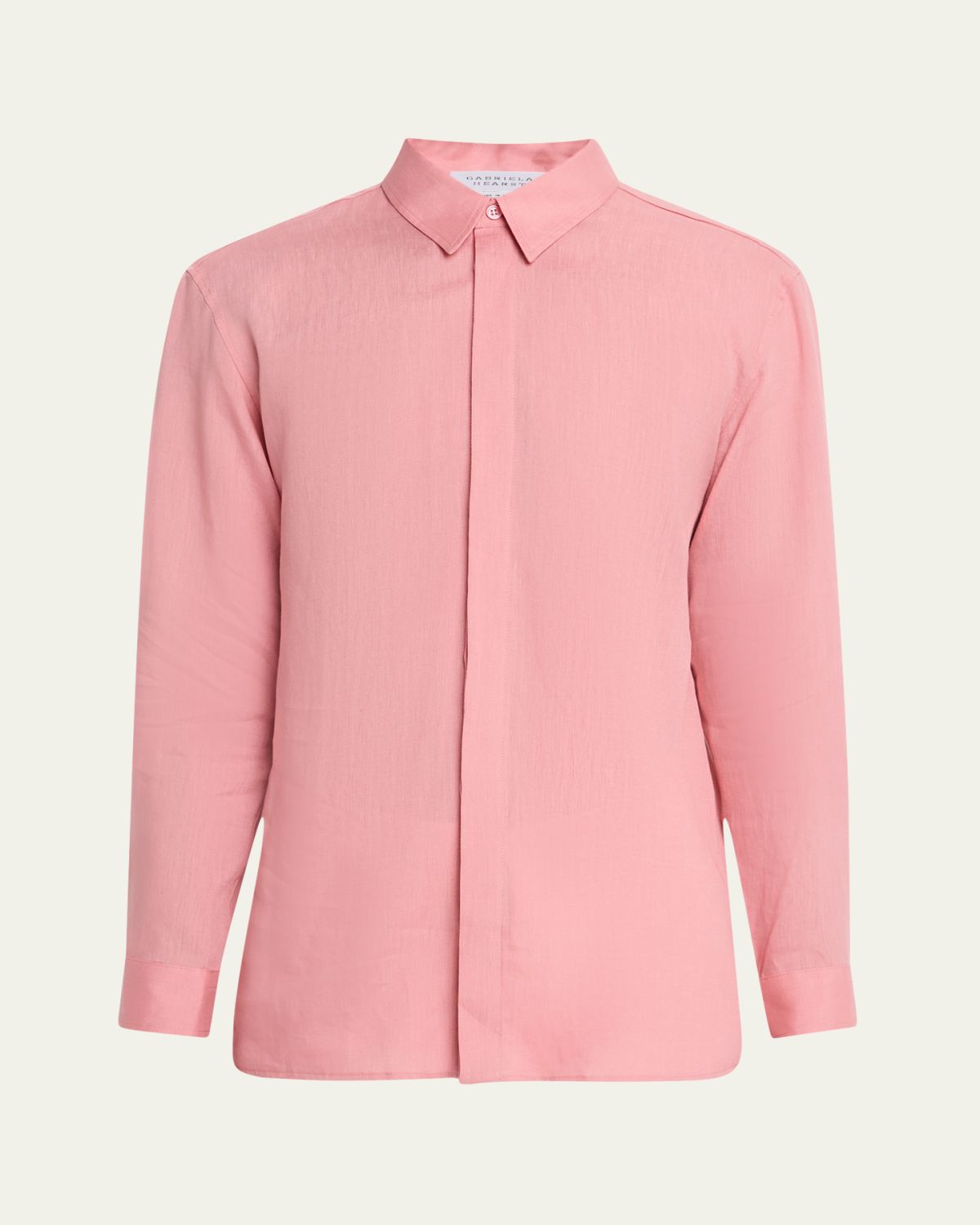 Gabriela Hearst Men's Nicolas Linen Concealed-Placket Sport Shirt
