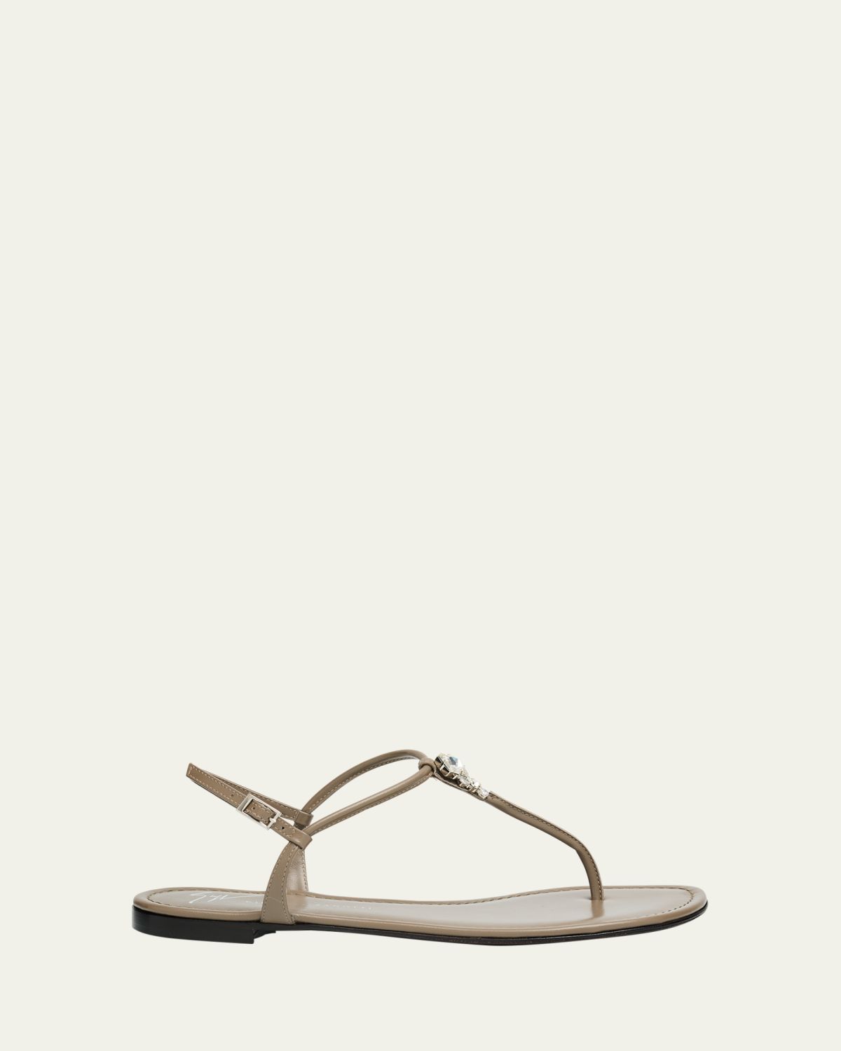 Giuseppe Zanotti Crystal Leather Thong Sandals