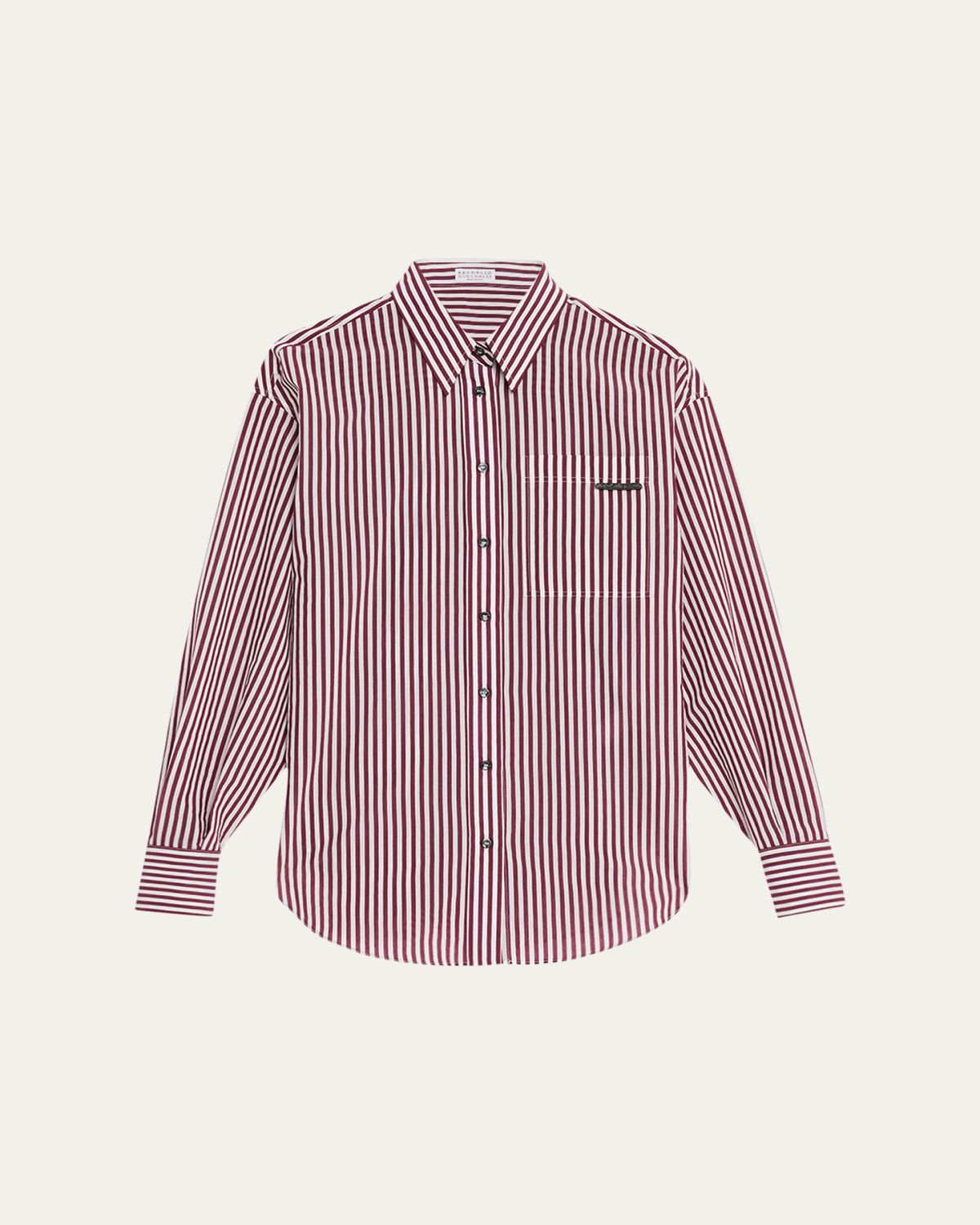 Brunello Cucinelli Stripe Blouse with Monili Pocket