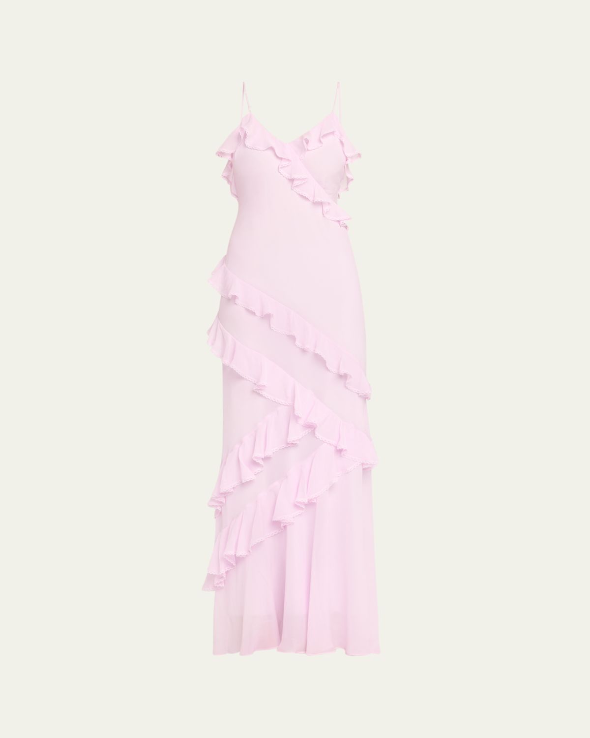 LoveShackFancy Rialto Asymmetric Ruffle Maxi Dress