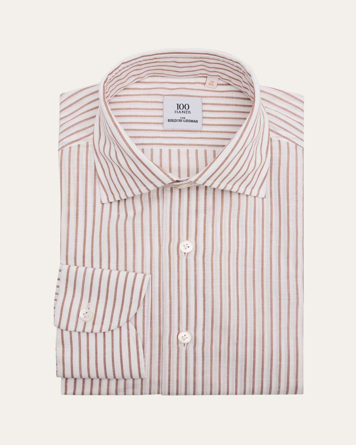 100Hands Men's Linen Pinstripe Spread-Collar Sport Shirt