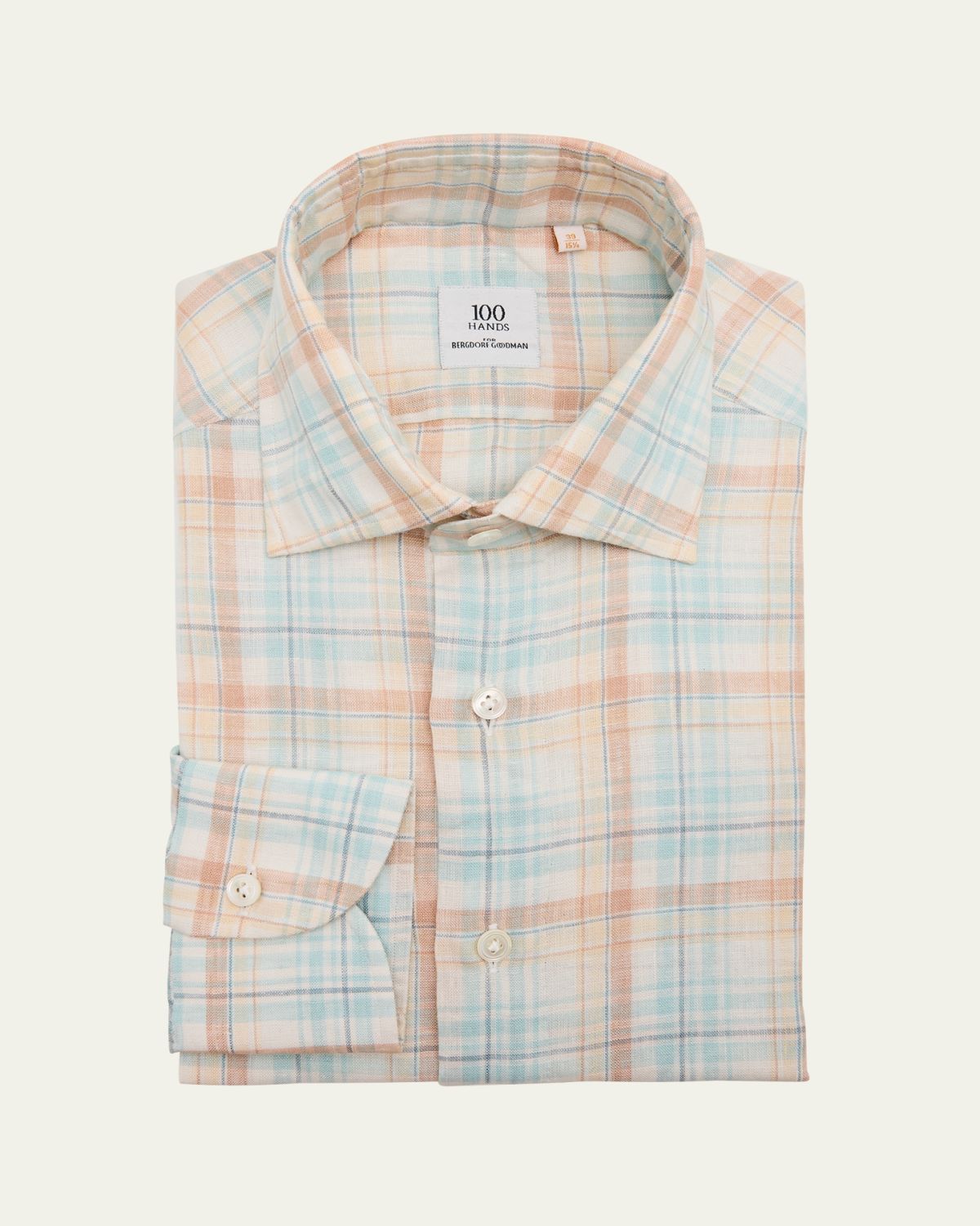 100Hands Men's Linen Vintage Check Sport Shirt