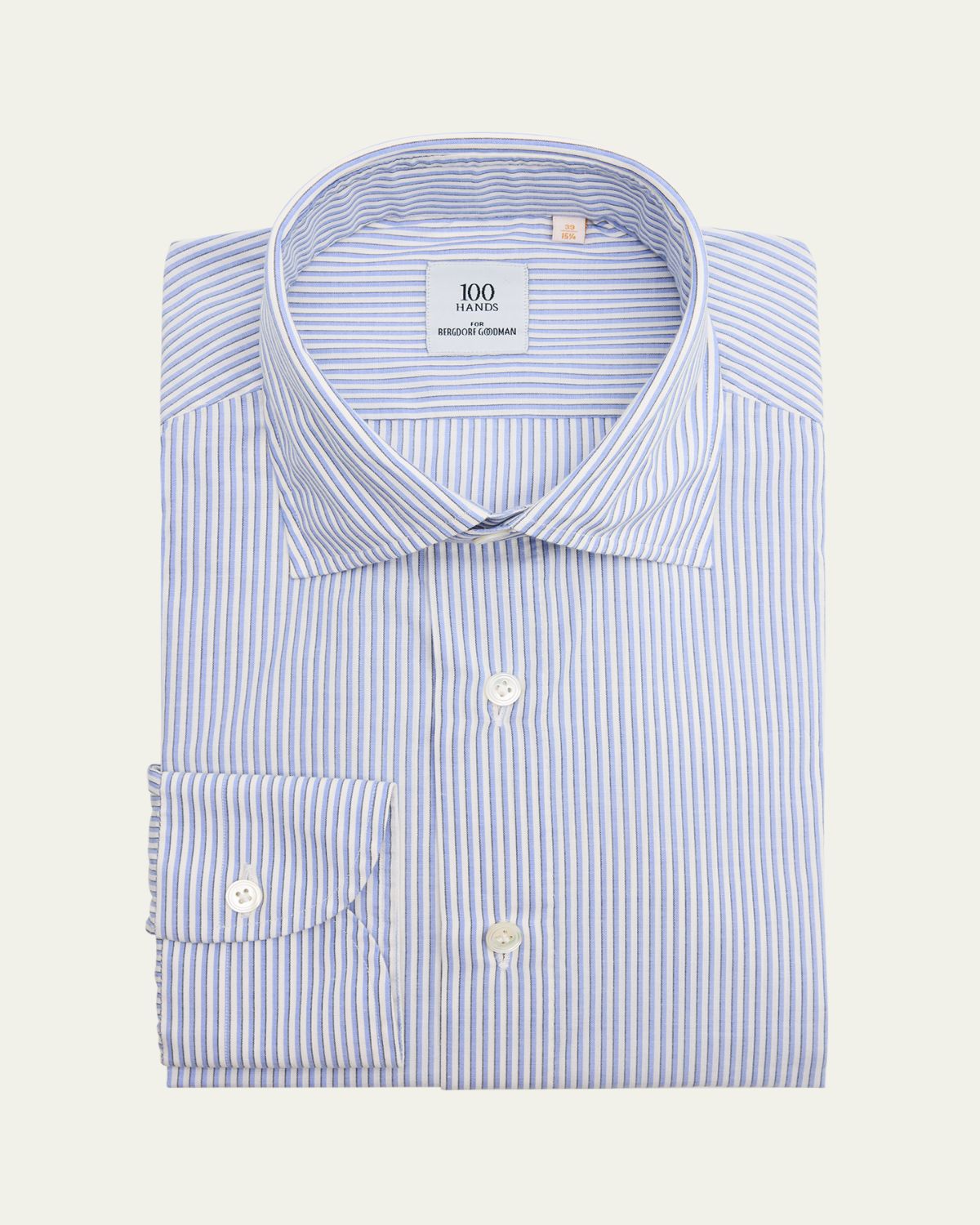 100Hands Men's Cotton and Silk Multi-Stripe Dress Shirt