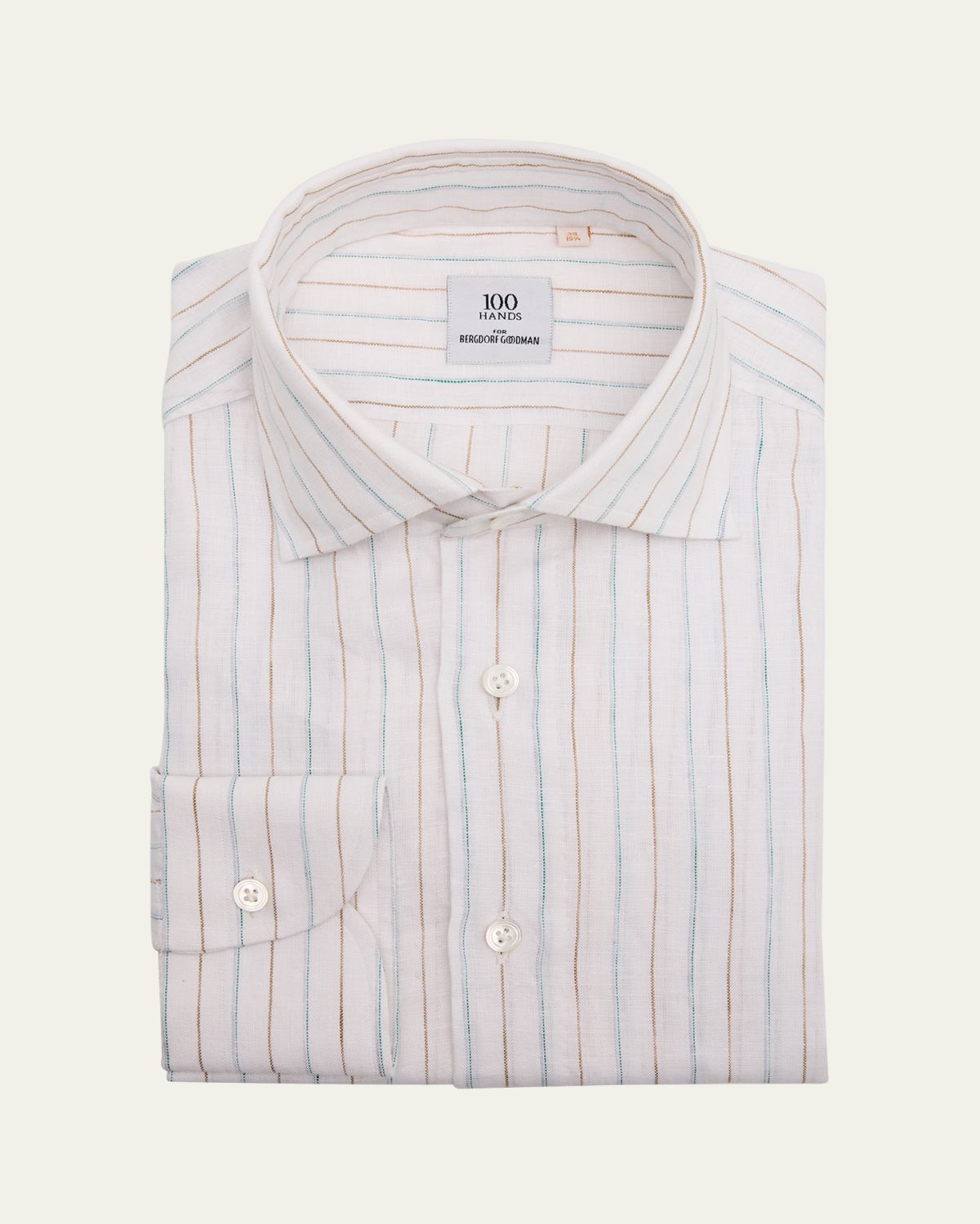 100Hands Men's Linen Thin Stripe Sport Shirt