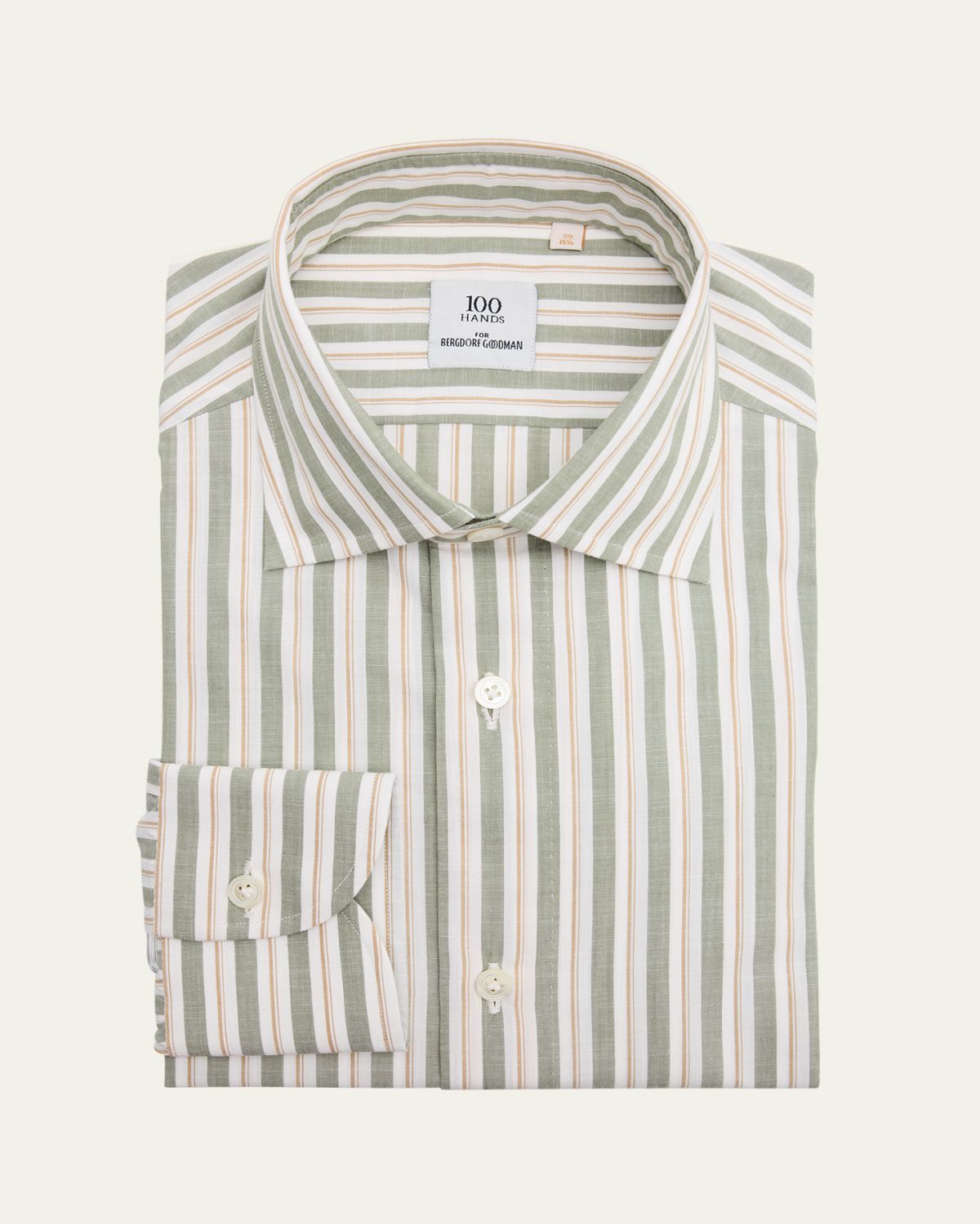 100Hands Men's Linen Stripe Spread-Collar Dress Shirt