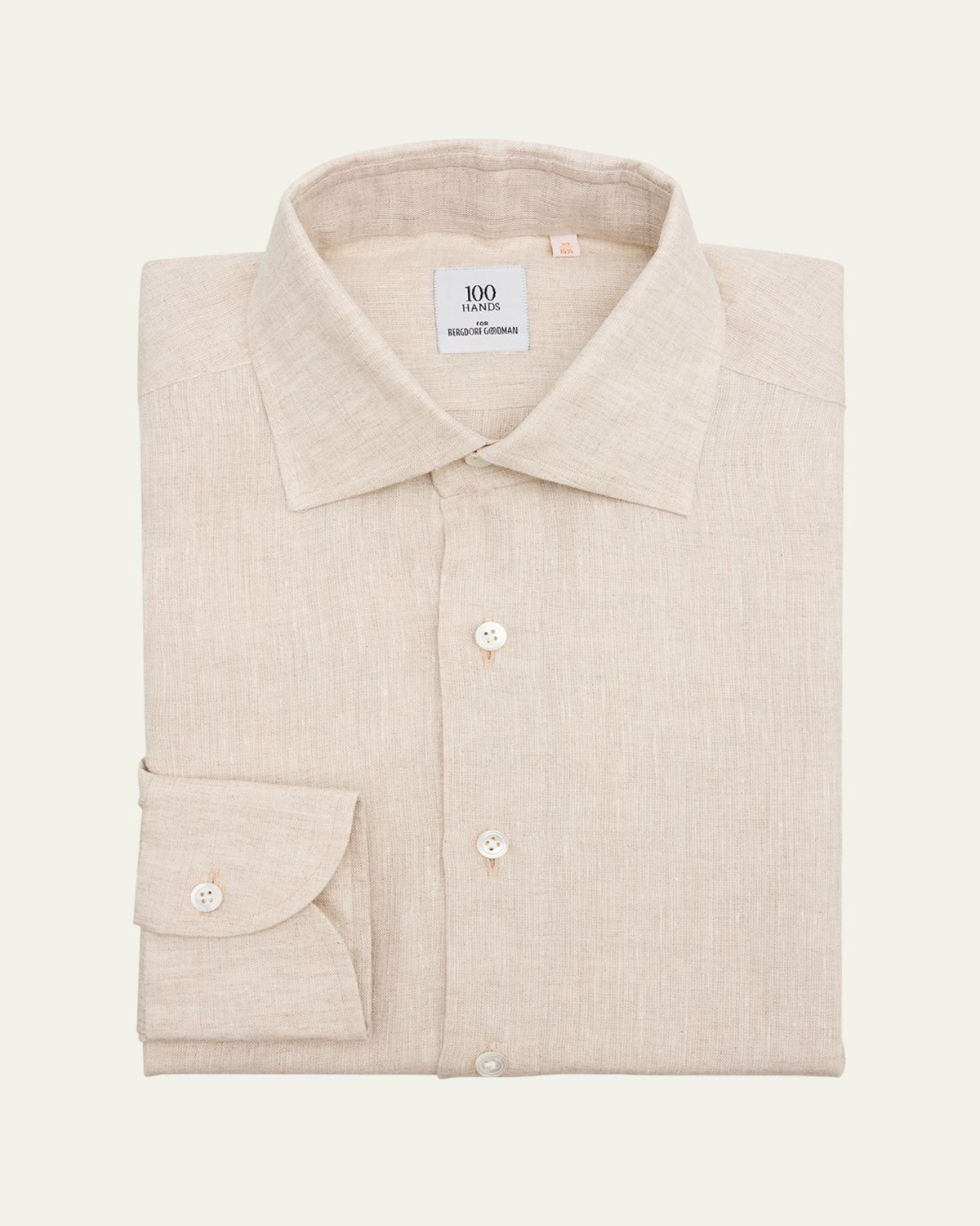 100Hands Men's Linen Spread-Collar Dress Shirt