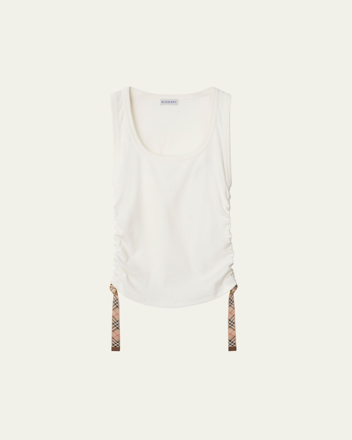 Burberry Ruched Check Drawstring Tank Top