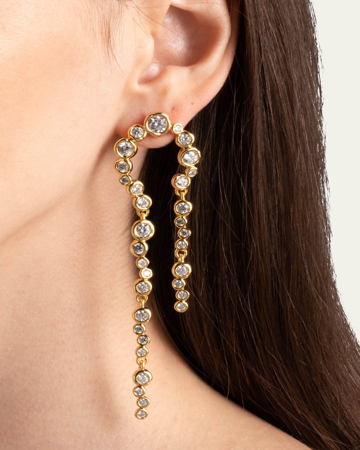 Alexis Bittar Asterales Gold CZ Arched Long Earrings | Thumbnail 2