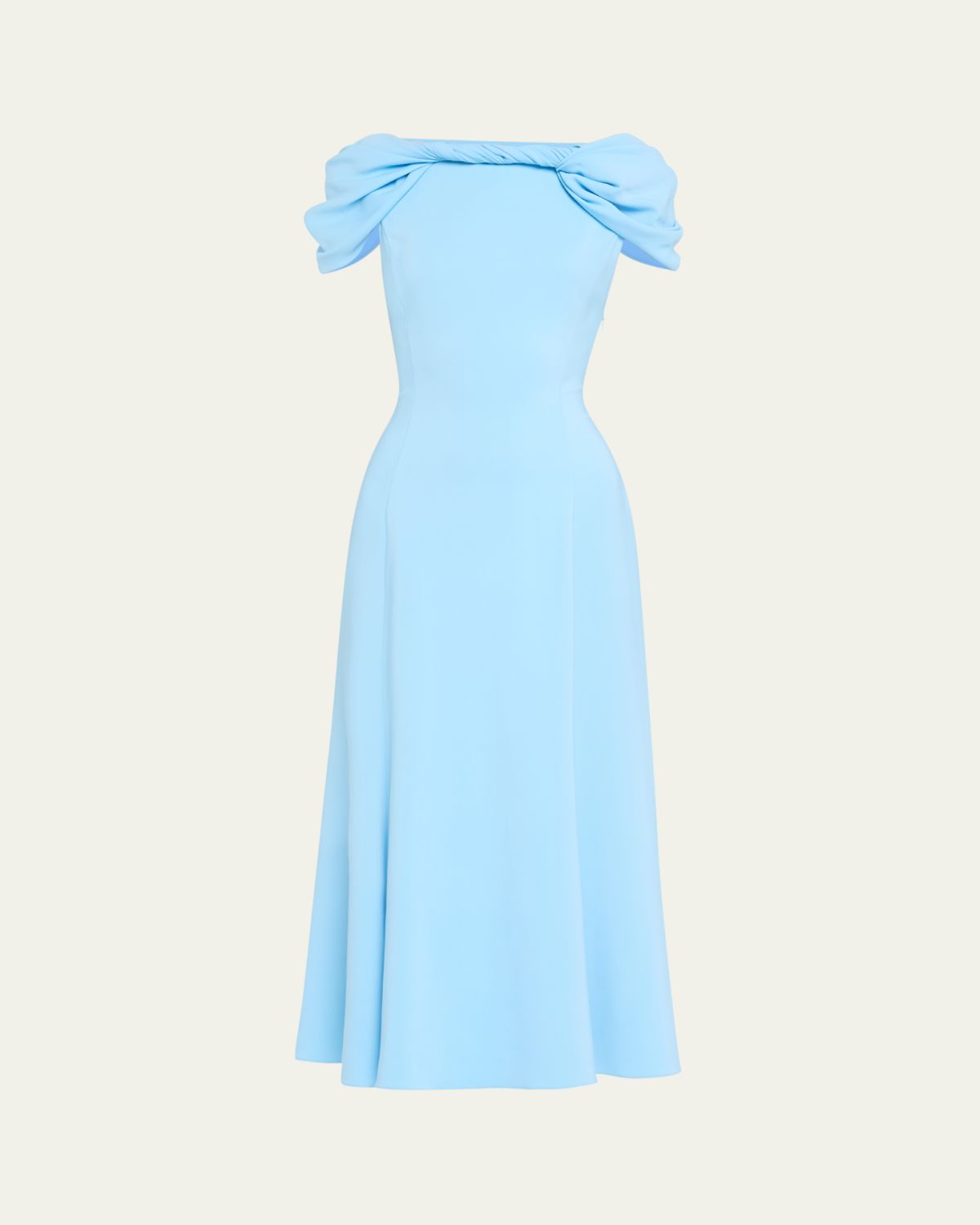 Oscar de la Renta Cap-Sleeve Twisted Cape Cocktail Dress