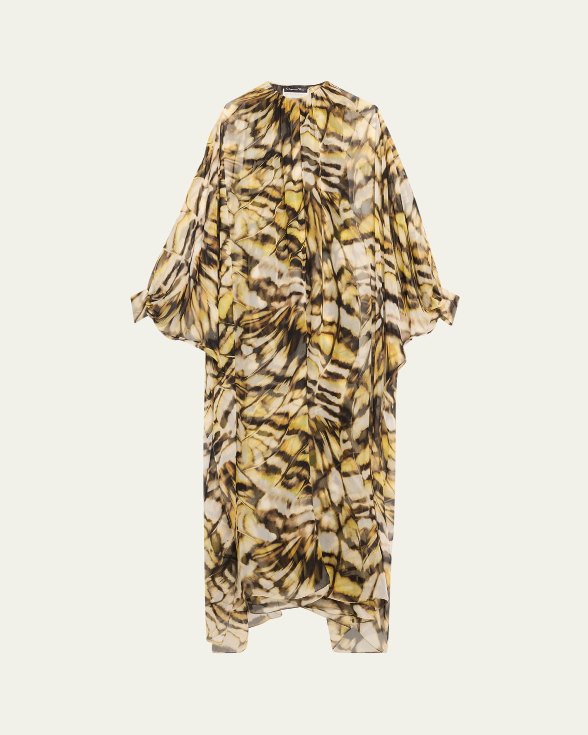 Oscar de la Renta Abstract Butterfly Silk Chiffon Kaftan