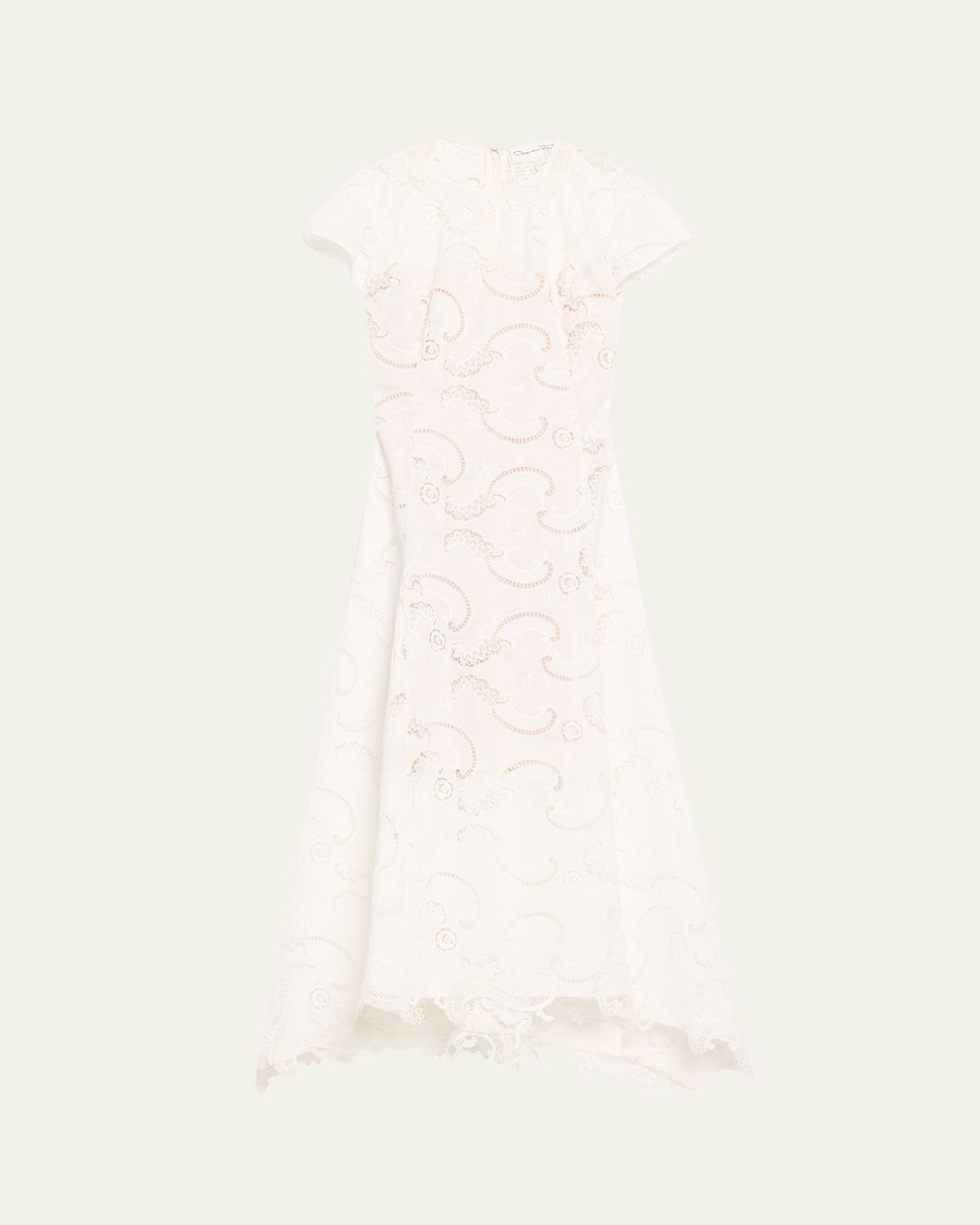 Oscar de la Renta Scroll Guipure Lace High-Low Day Dress