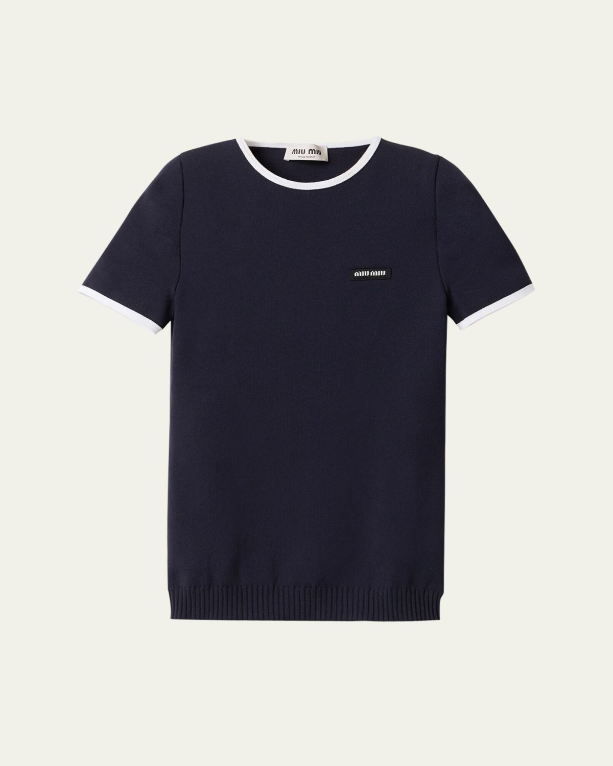 Miu Miu Short-Sleeve Crewneck Top