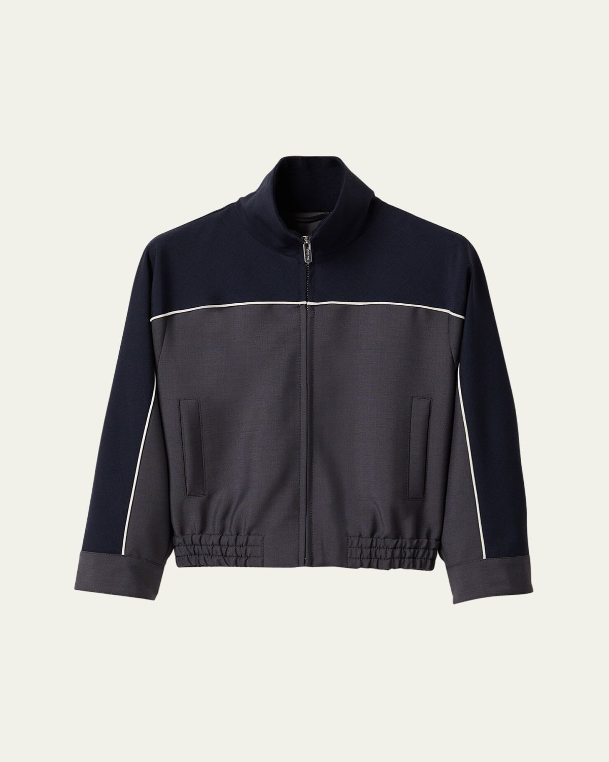 Miu Miu 3/4-Sleeve Cropped Track Jacket
