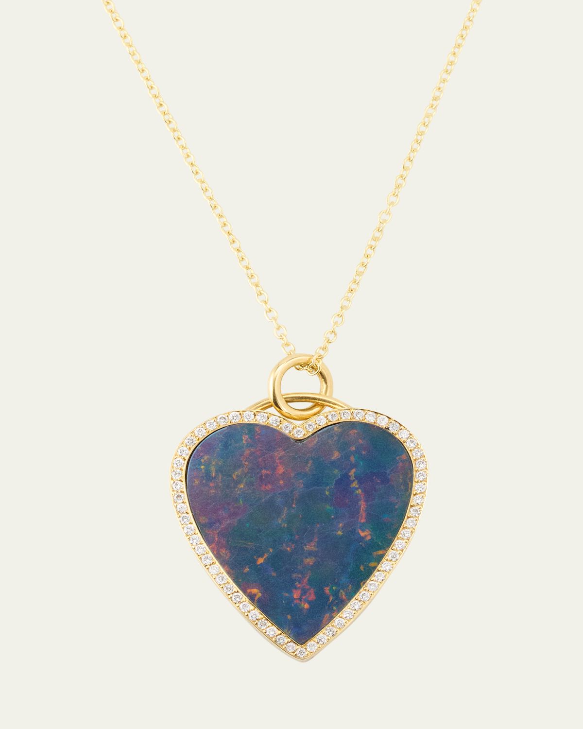 Jennifer Meyer Boulder Opal Inlay Heart Necklace with Diamonds
