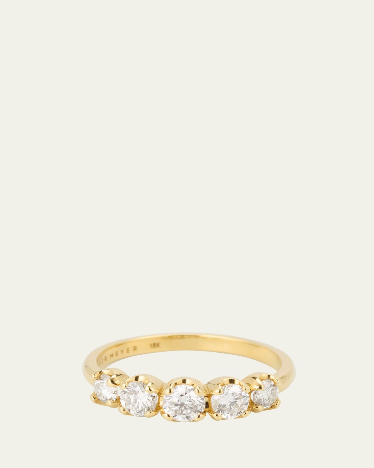 Jennifer Meyer Small Graduated Diamond Ring in 18K Yellow Gold, Size