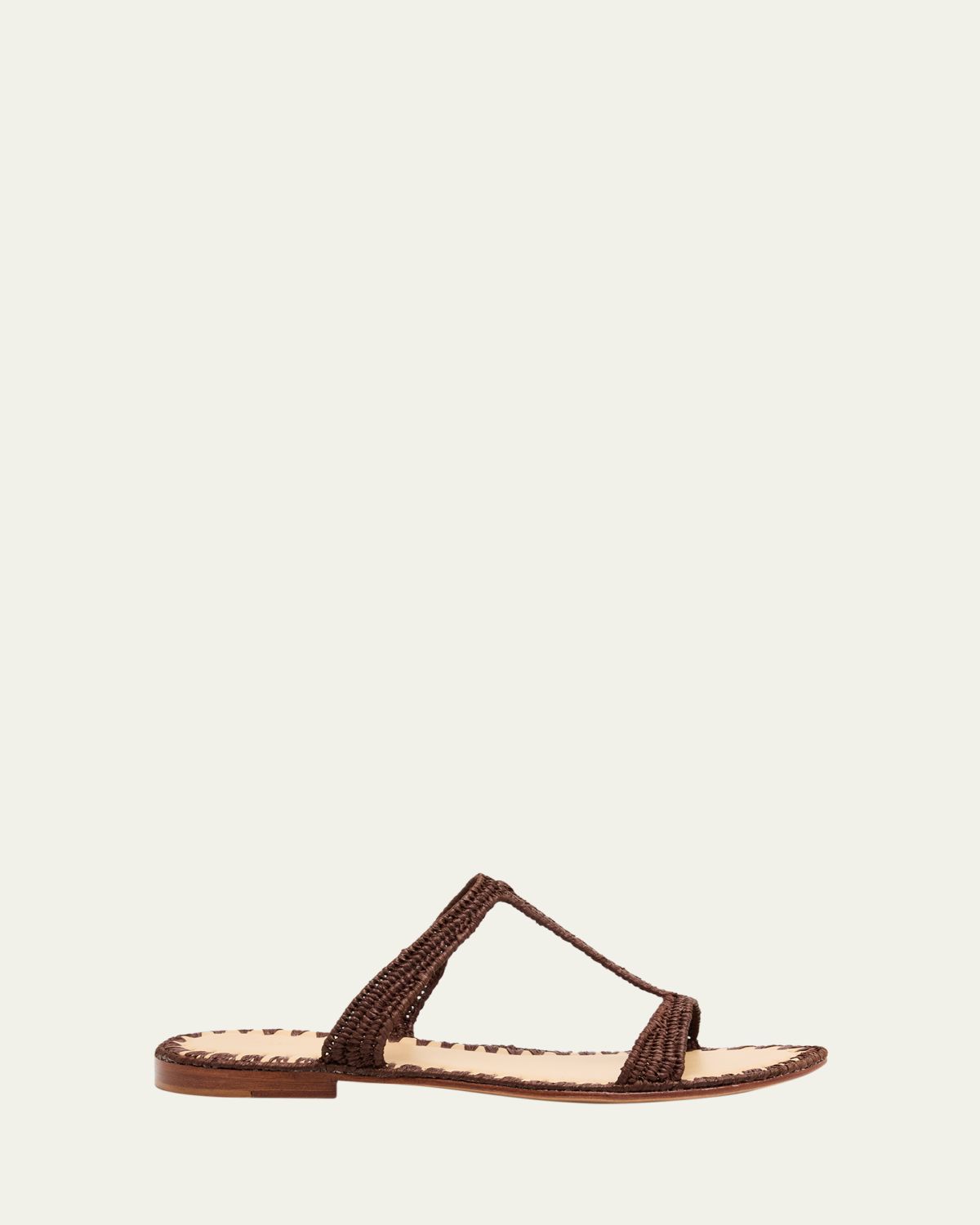 Carrie Forbes Tume Raffia T-Strap Slide Sandals
