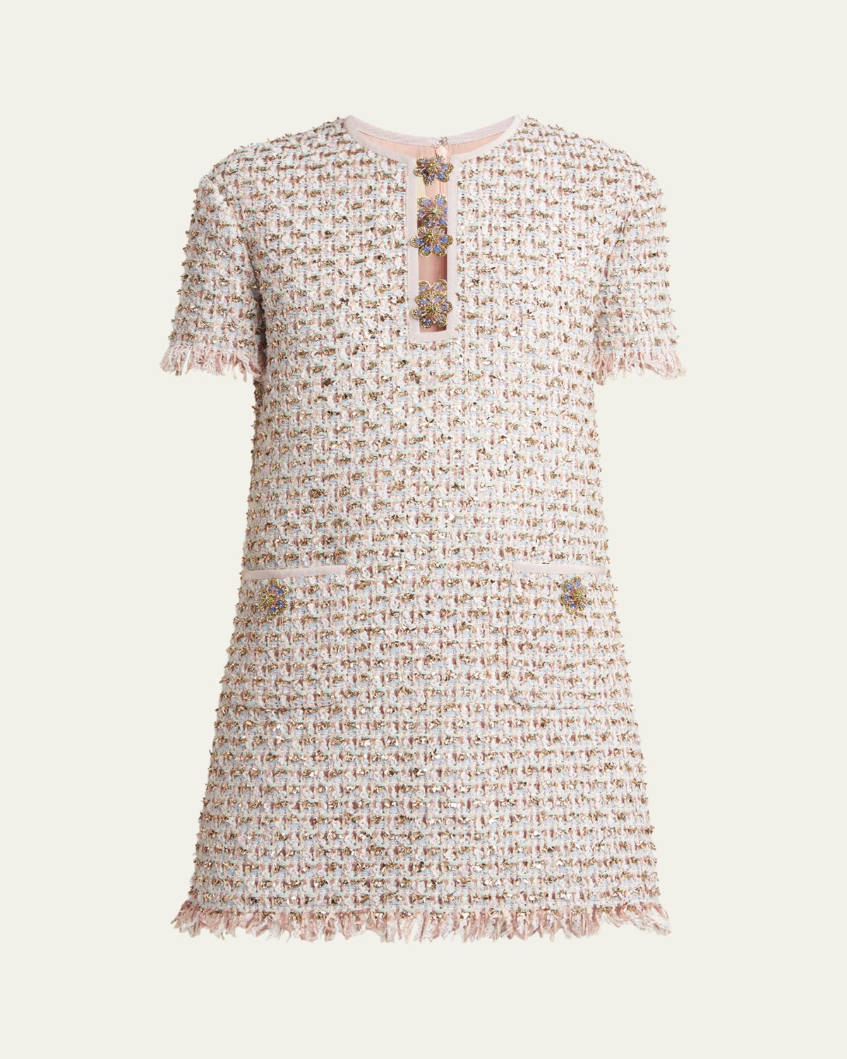 Valentino Garavani Ribbon Tweed Frayed Mini Dress