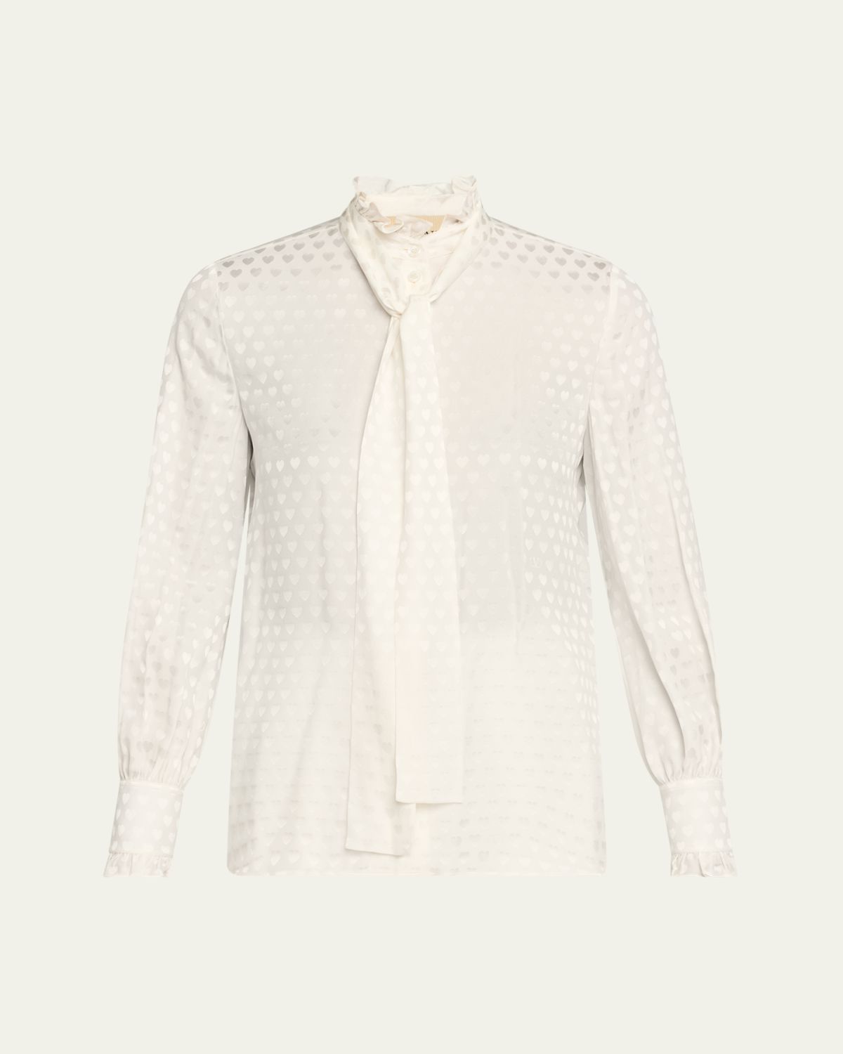 Valentino Garavani High-Neck Silk Heart Shirt
