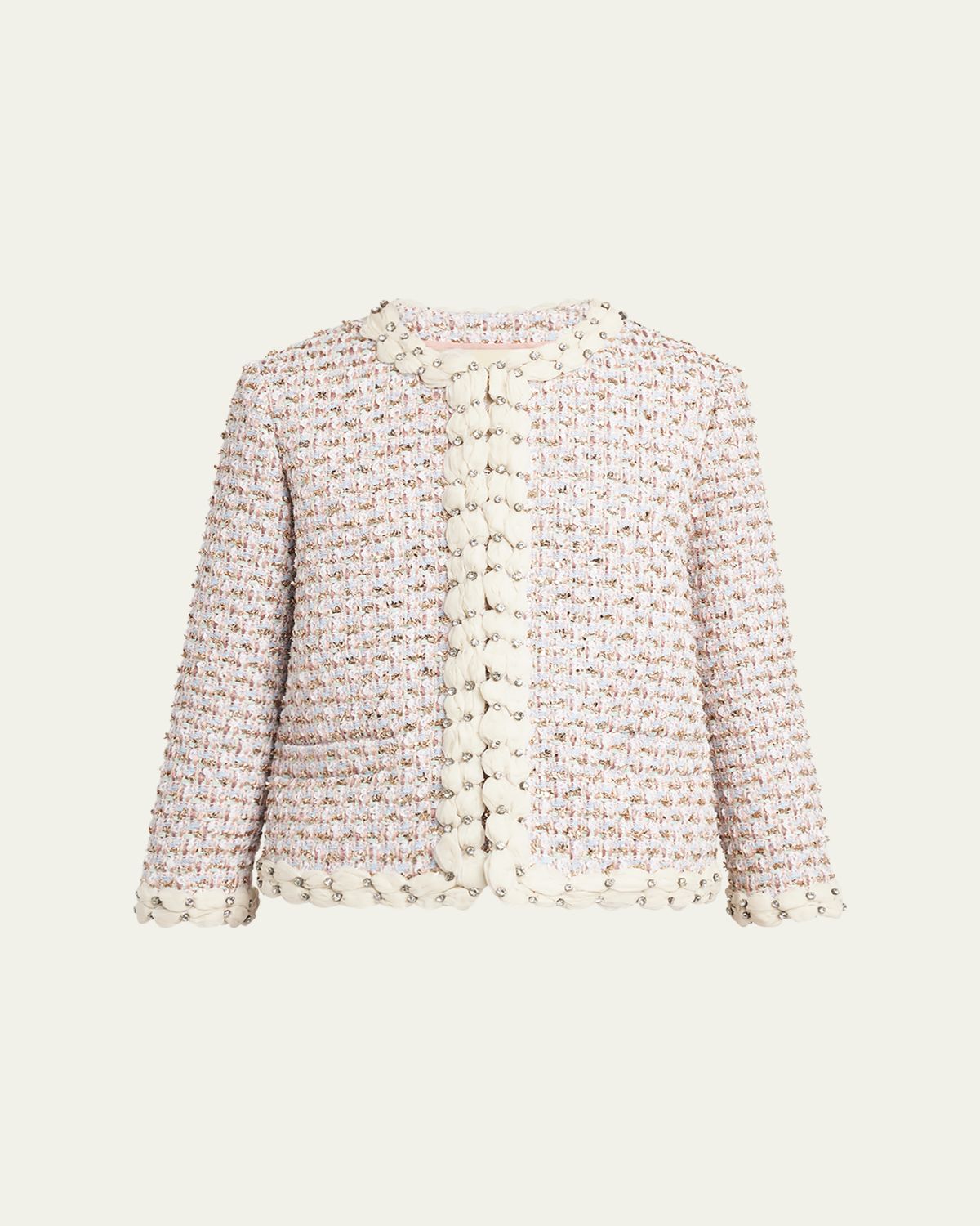 Valentino Garavani Boxy Crystal-Embellished Tweed Jacket
