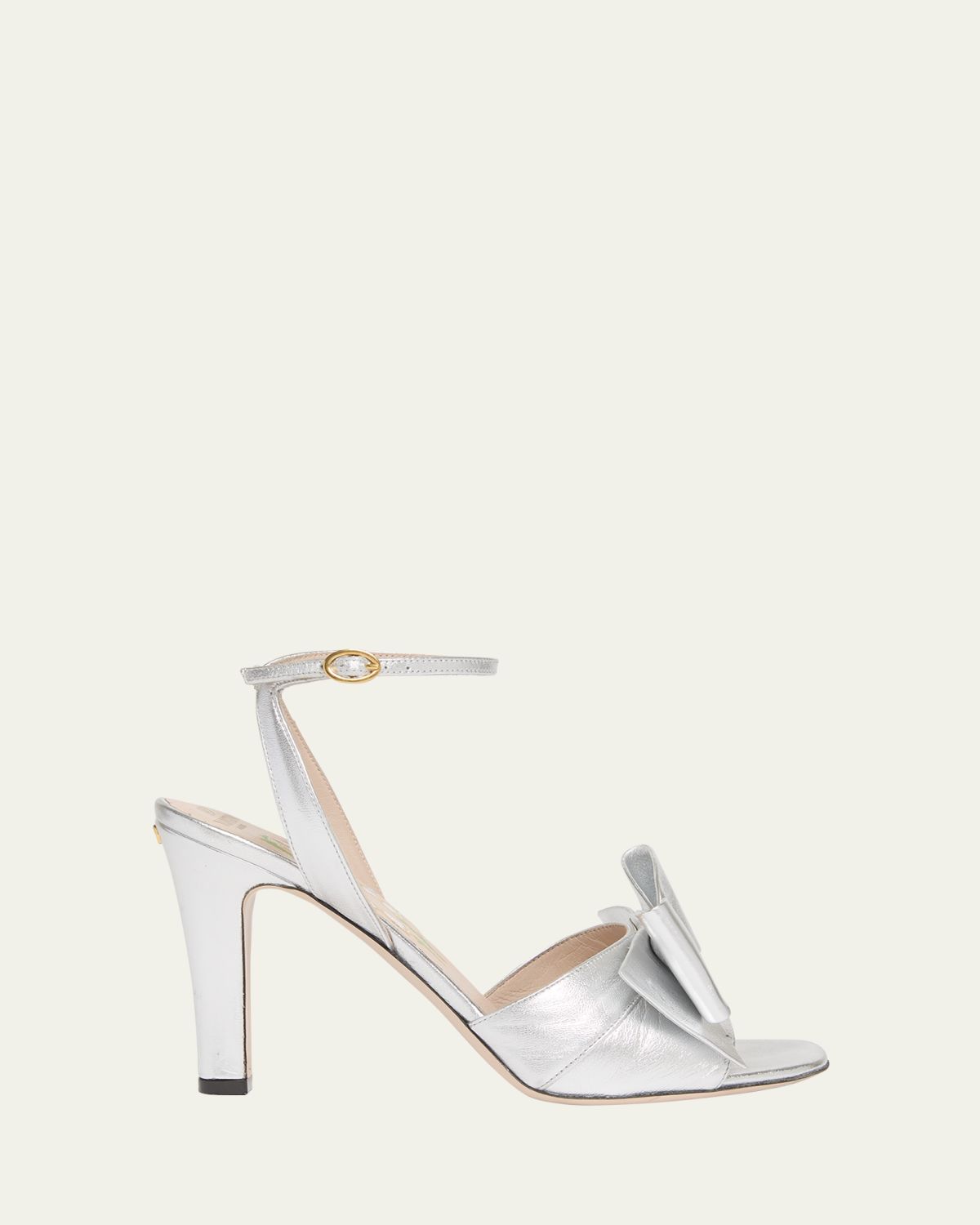 Valentino Garavani Bowow Metallic Bow Ankle-Strap Sandals