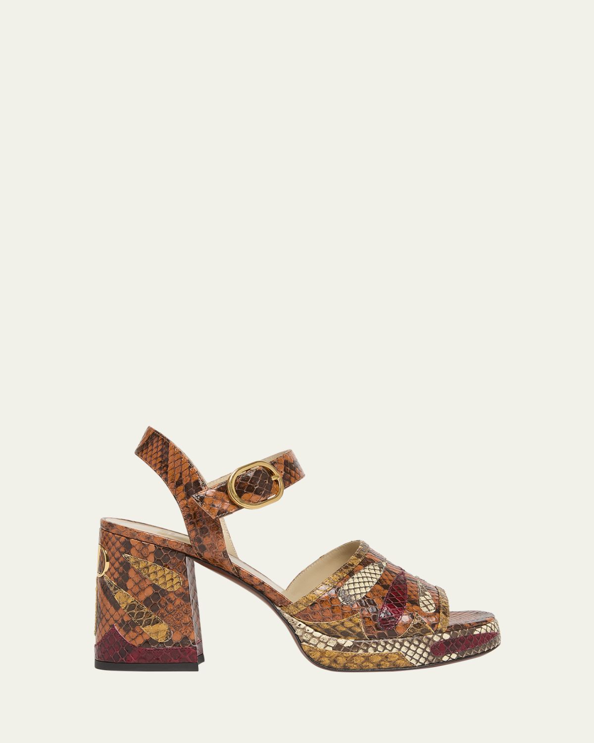 Valentino Garavani Fawcette Python Ankle-Strap Platform Sandals