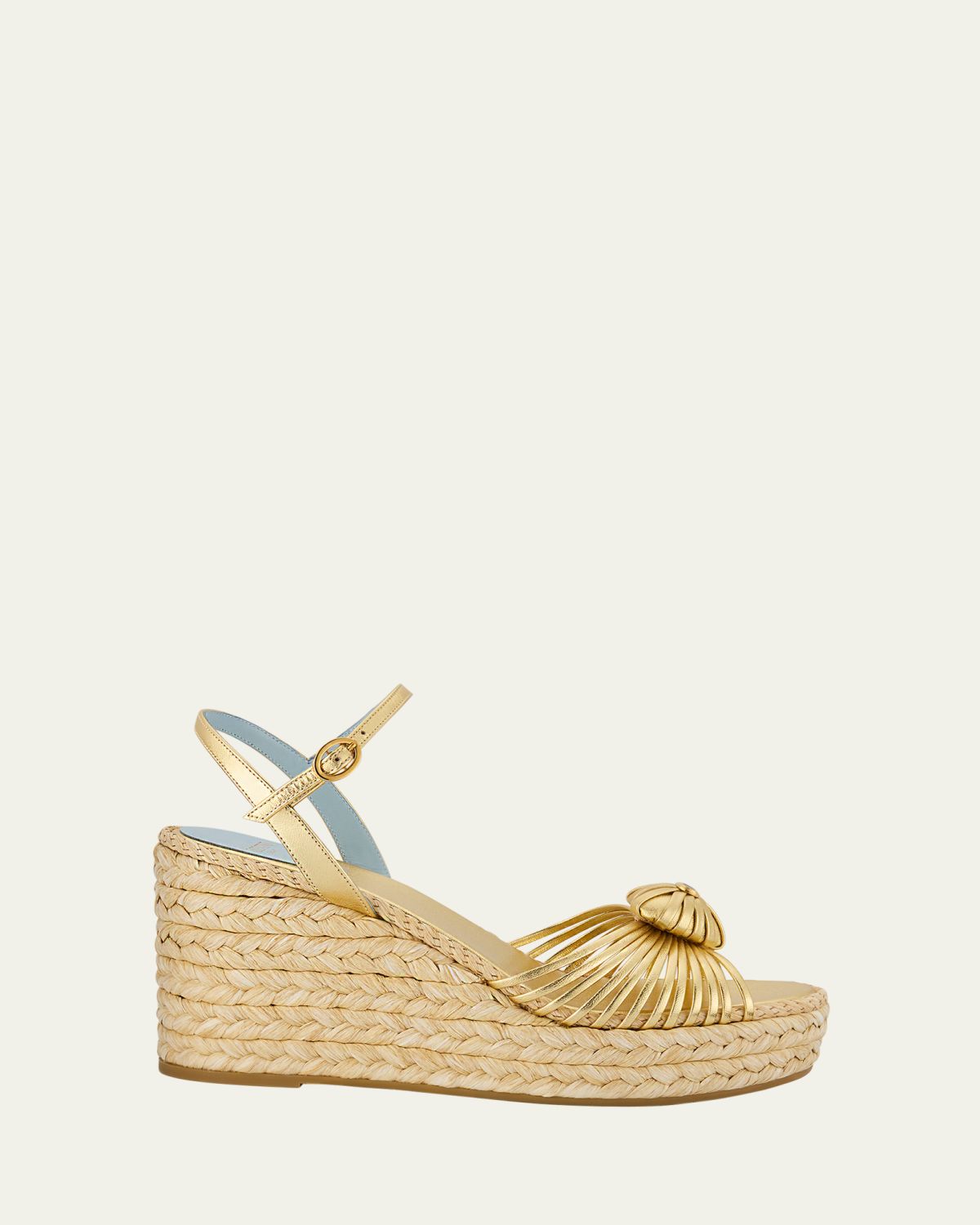 Valentino Garavani Royal Nappa Leather Laminata Wedge Espadrille Sandals