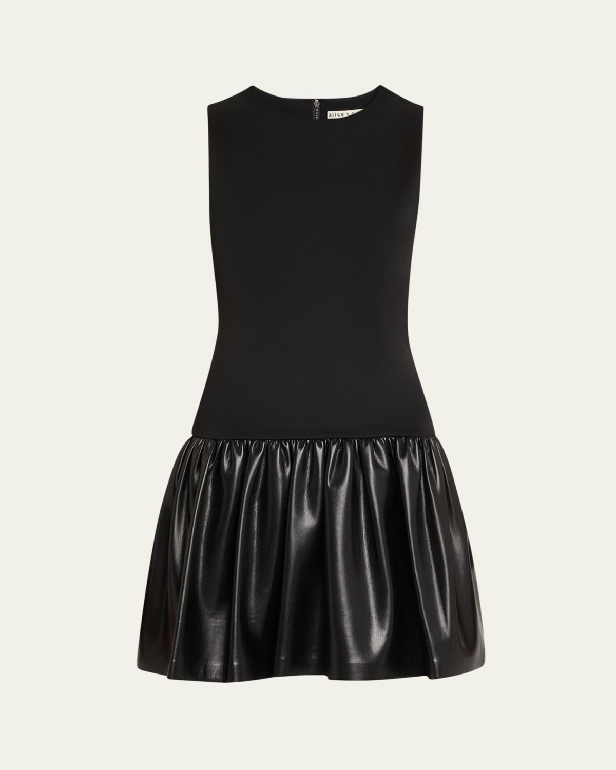 Alice + Olivia Ella Combo Drop-Waist Mini Dress