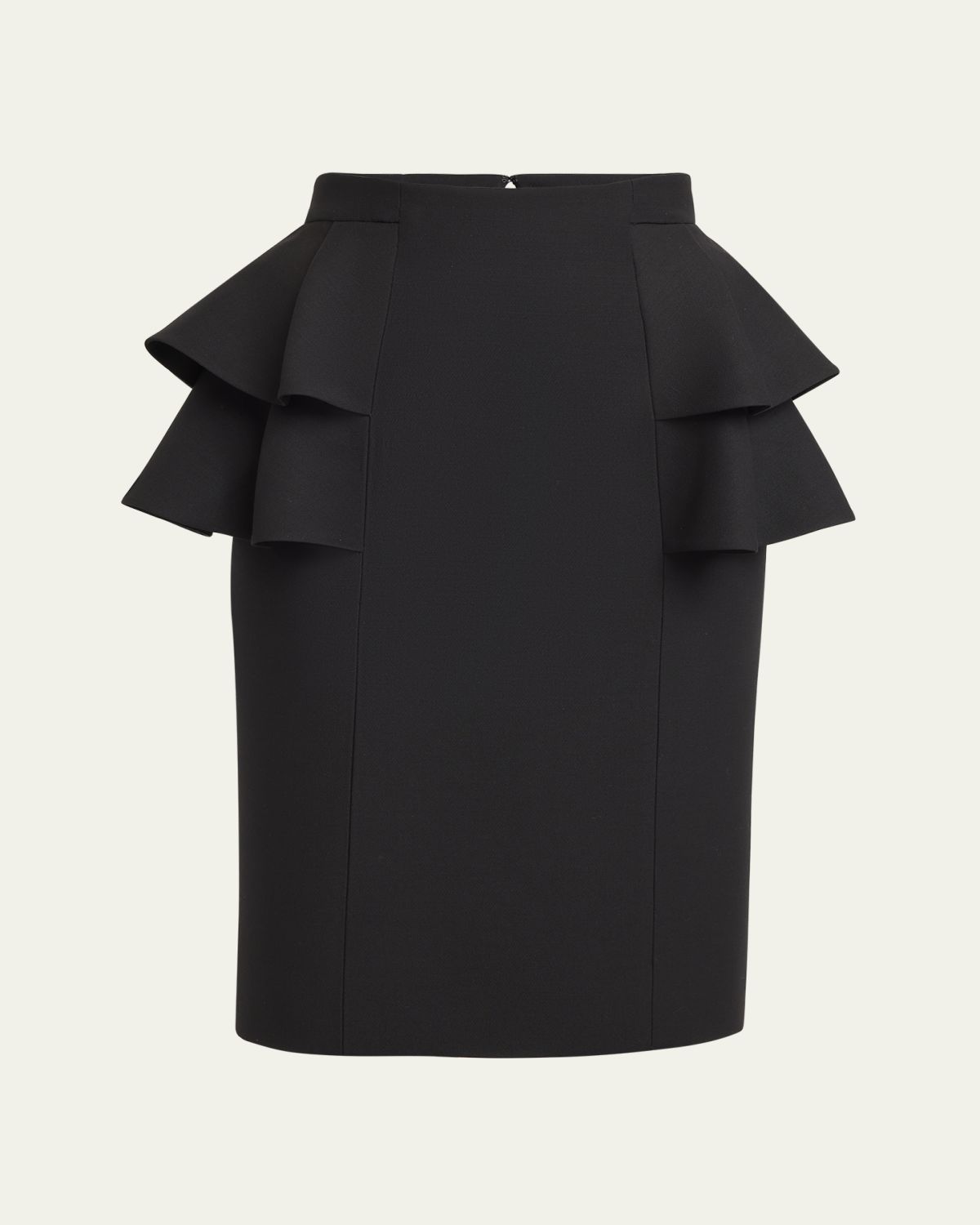 Valentino Garavani Tiered Peplum Midi Wool Skirt
