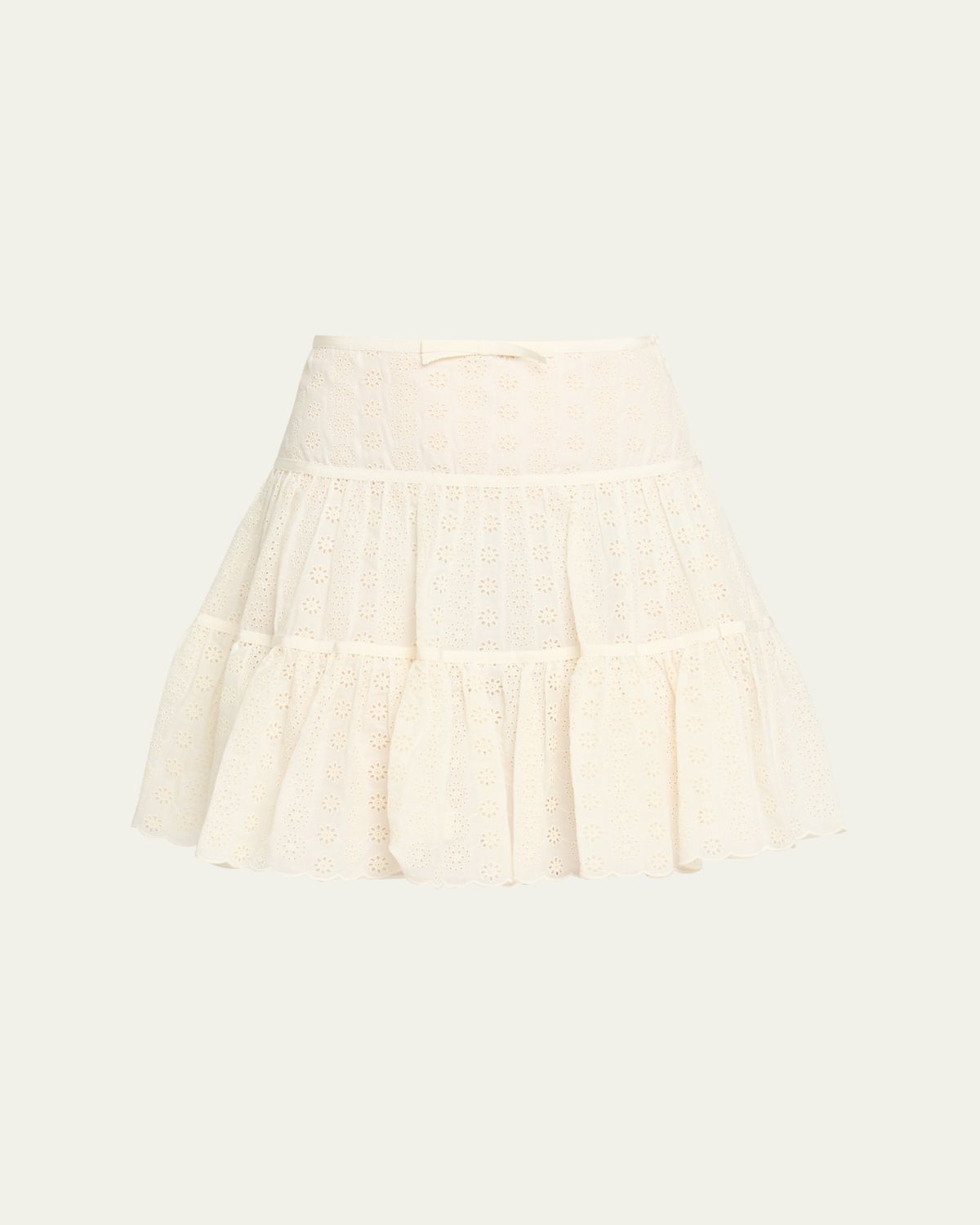 Valentino Garavani Tiered Eyelet Mini Skirt