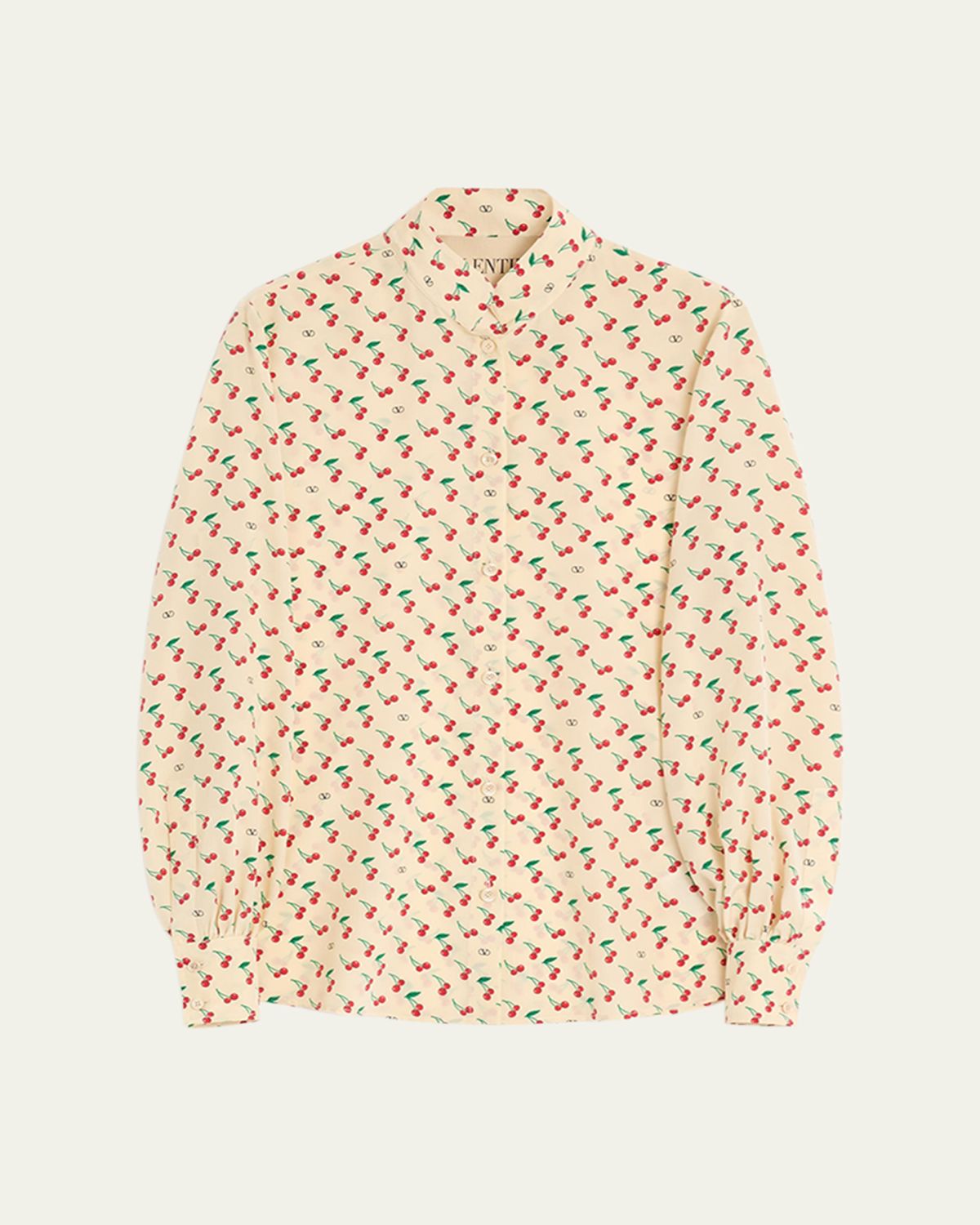 Valentino Garavani Cherry Print Crepe De Chine Button-Down Blouse